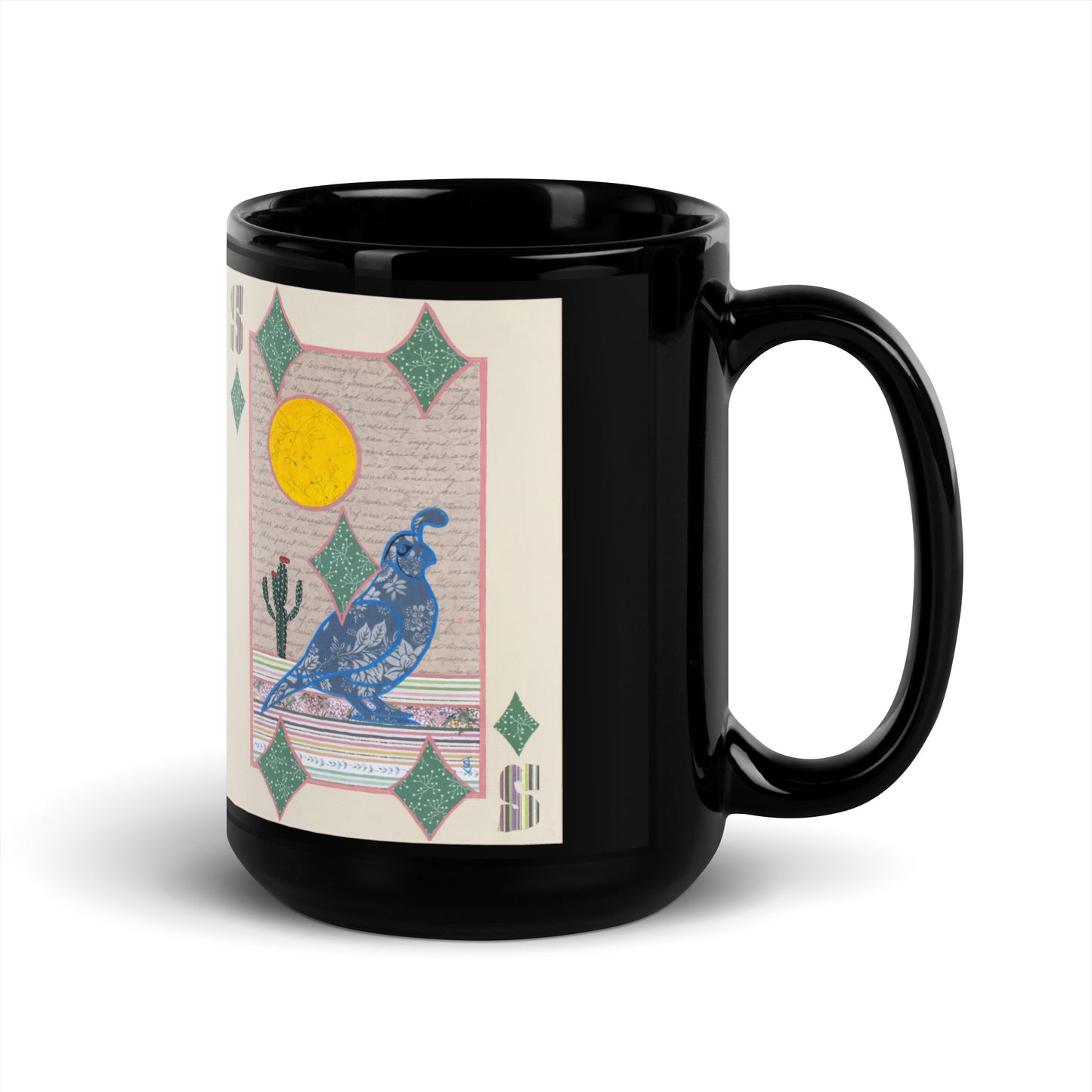 Five of Diamonds by Suzanne Villella | Black Glossy Mug