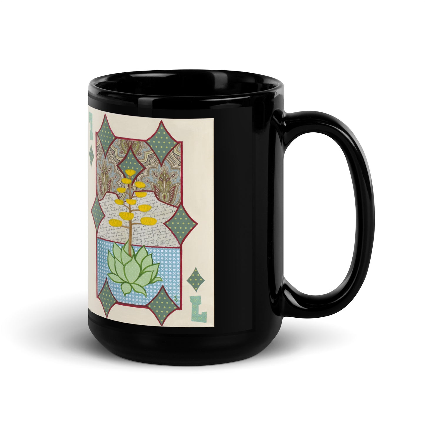 Seven of Diamonds by Suzanne Villella | Black Glossy Mug