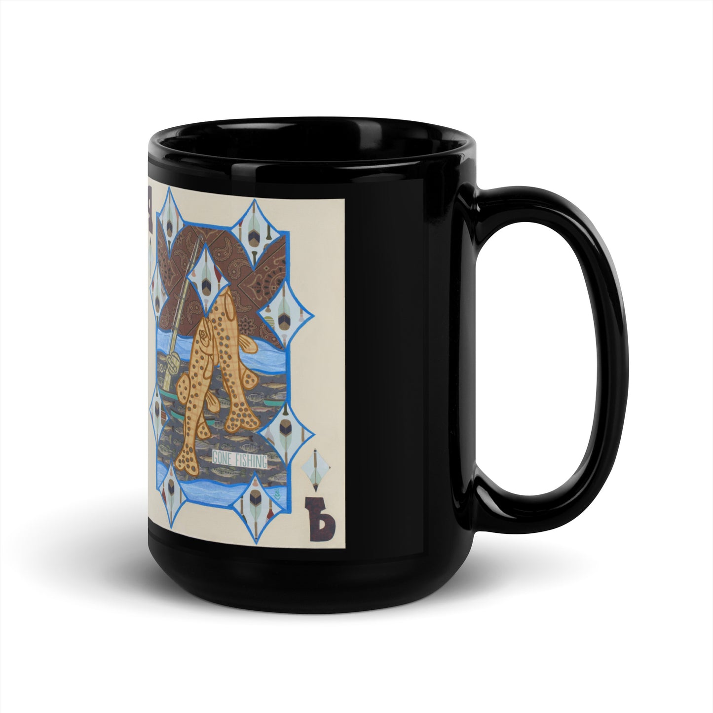 Nine of Diamonds by Suzanne Villella | Black Glossy Mug