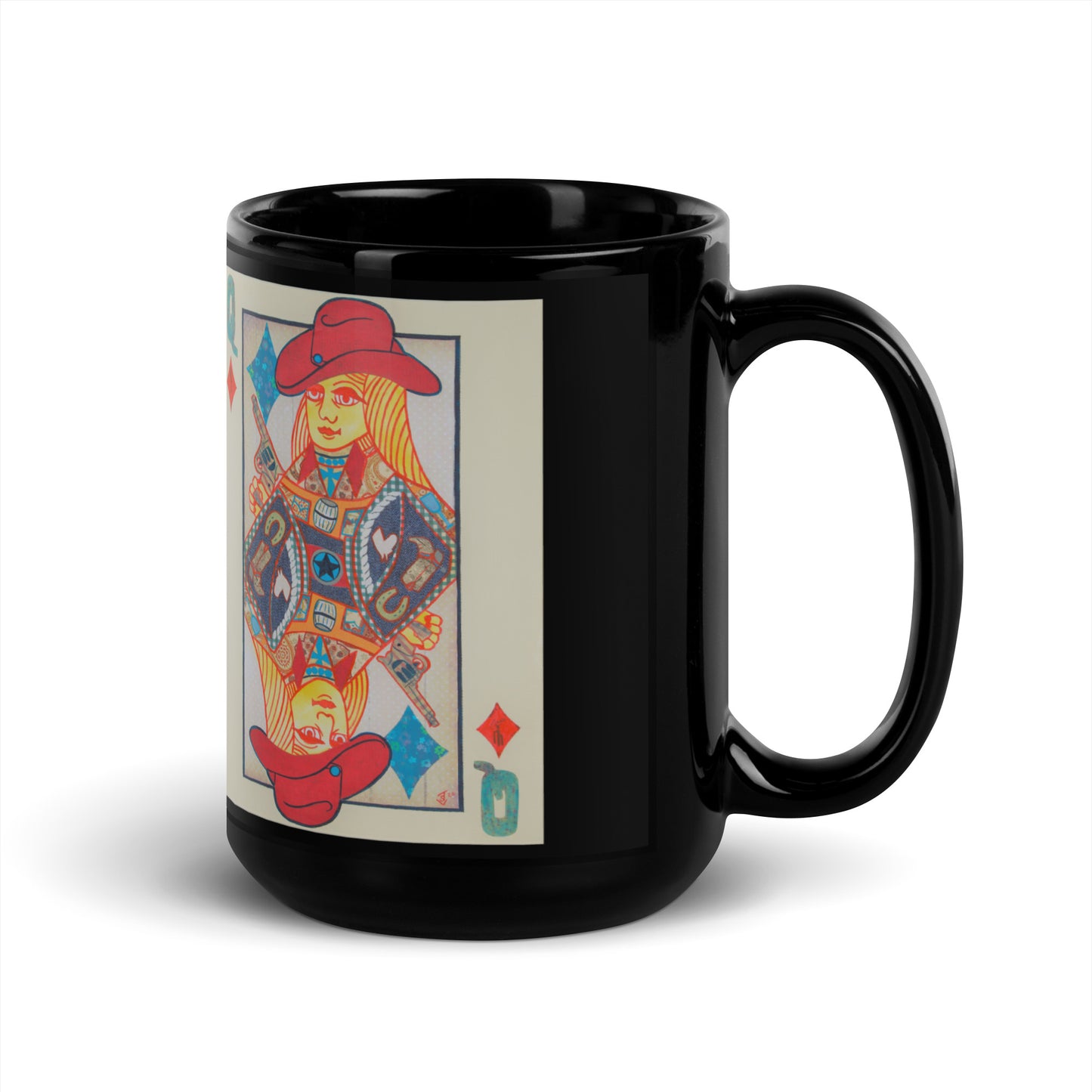 Queen of Diamonds by Suzanne Villella | Black Glossy Mug