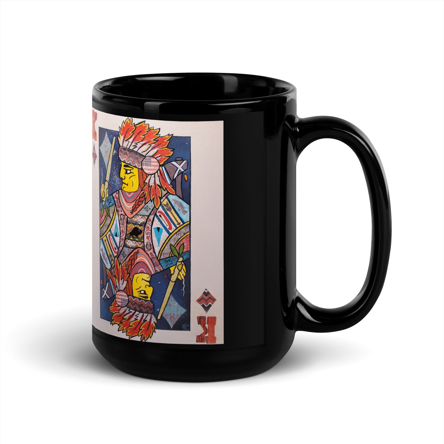 King of Diamonds by Suzanne Villella | Black Glossy Mug