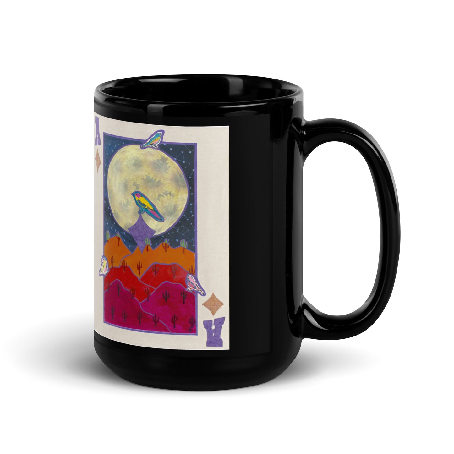 Ace of Diamonds by Suzanne Villella | Black Glossy Mug