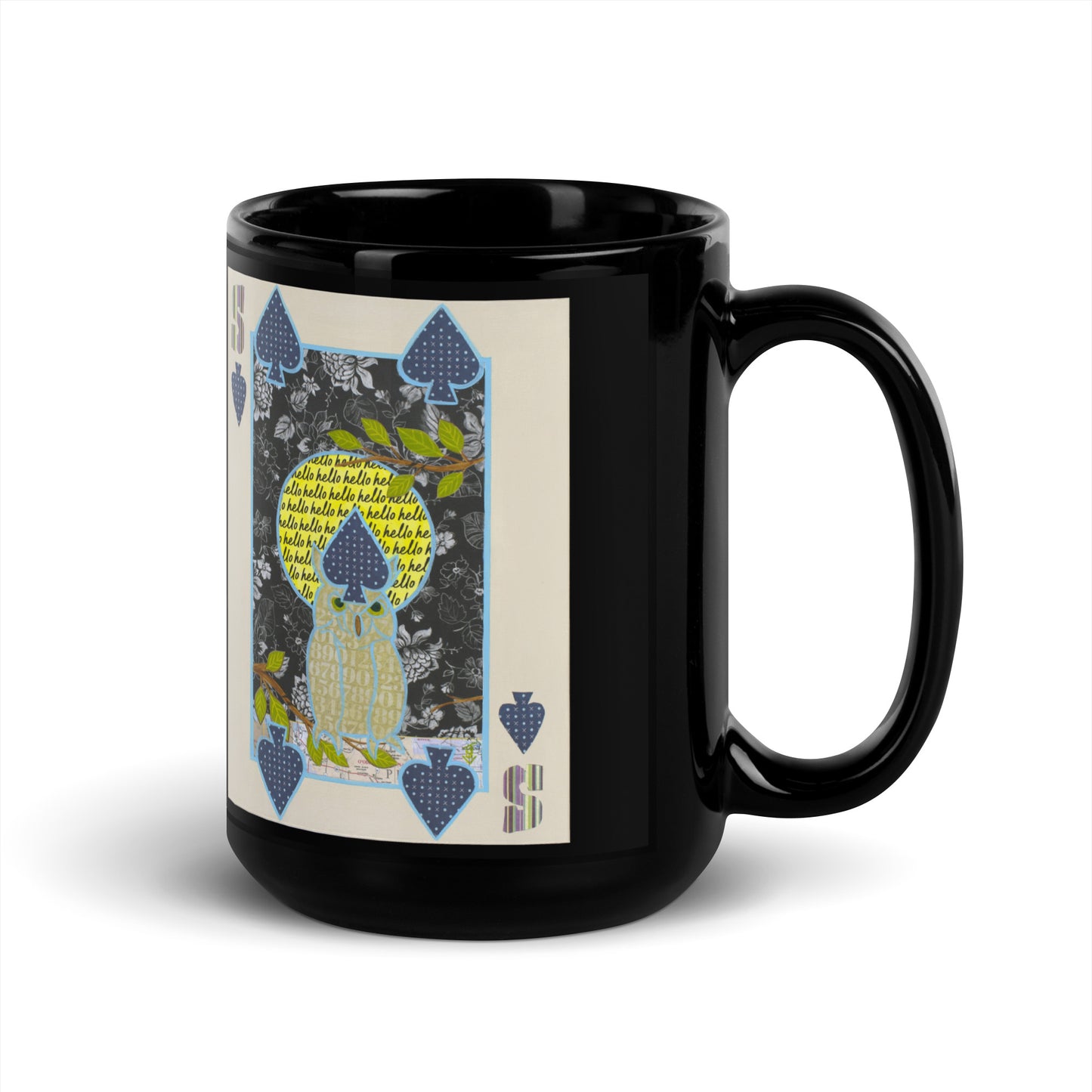 Five of Spades by Suzanne Villella | Black Glossy Mug