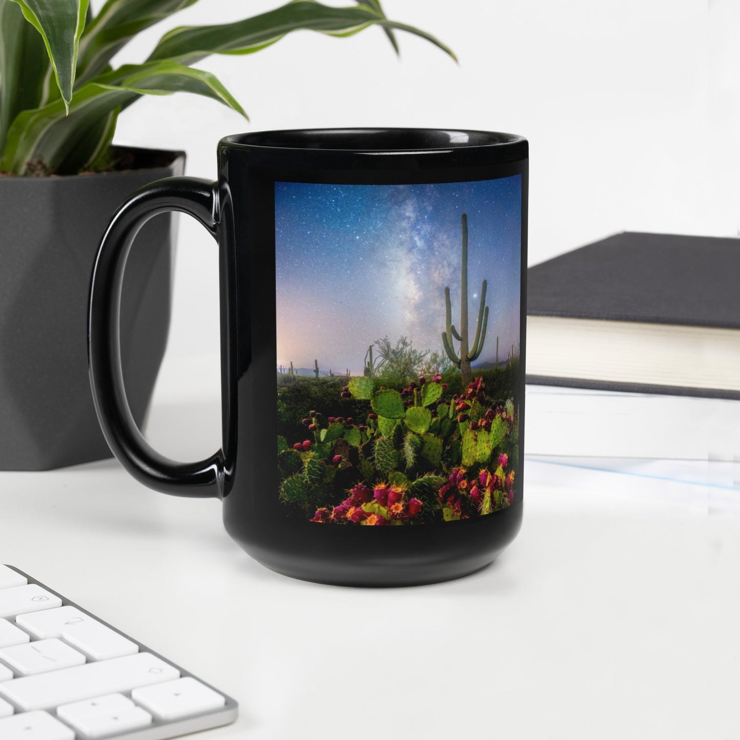 Milkyway Prickly Pear by Sean Parker Photography | Black Glossy Mug