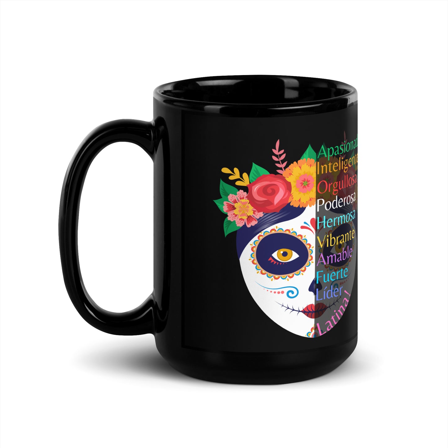 Latina by Enrique Aldana | Black Glossy Mug