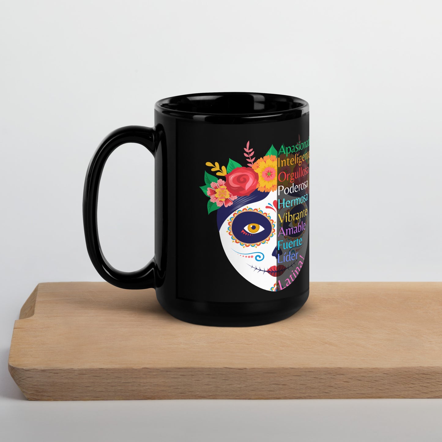 Latina by Enrique Aldana | Black Glossy Mug