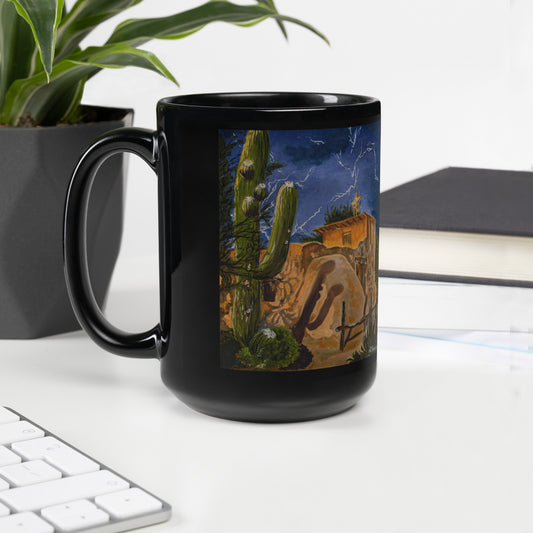 Degrazia Chapel Night Sky by Andrea Rodriguez | Black Glossy Mug