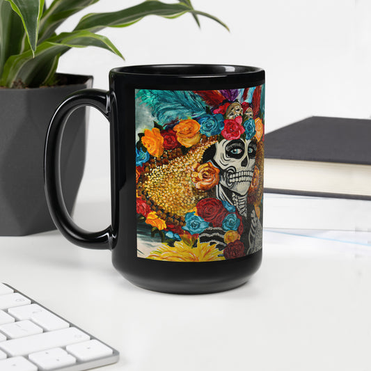 La Catrina by Andrea Rodriguez | Black Glossy Mug