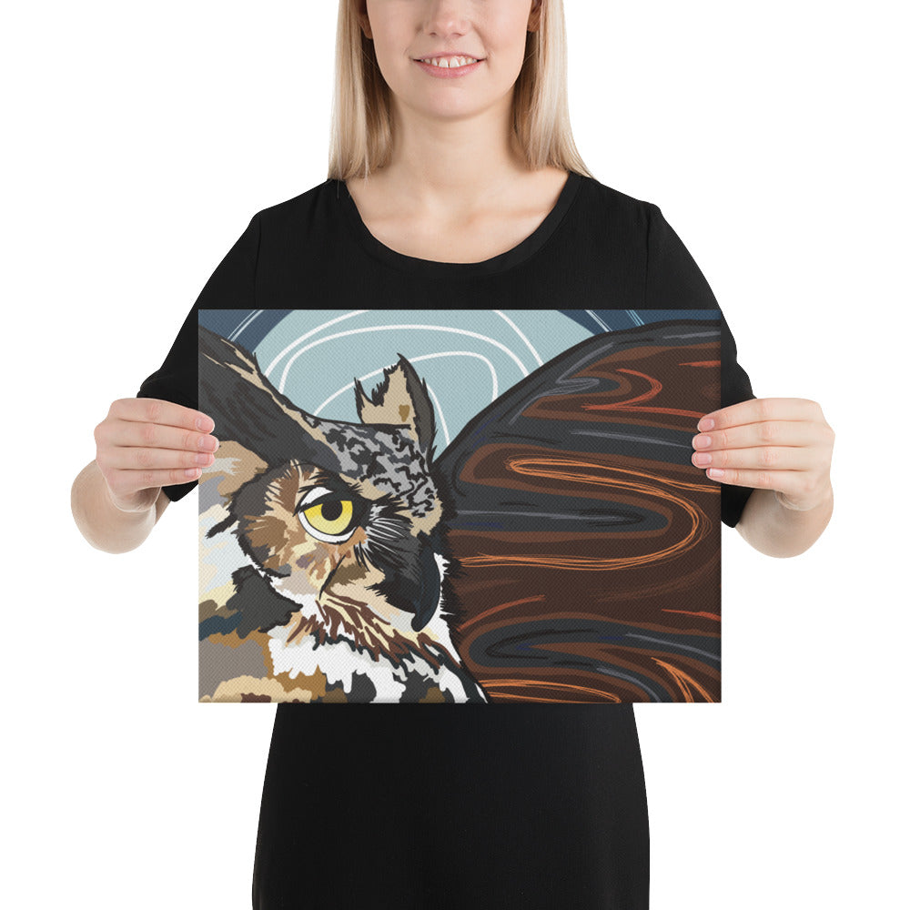 Great Horned Owl by Darby Hunter | Wrapped Canvas