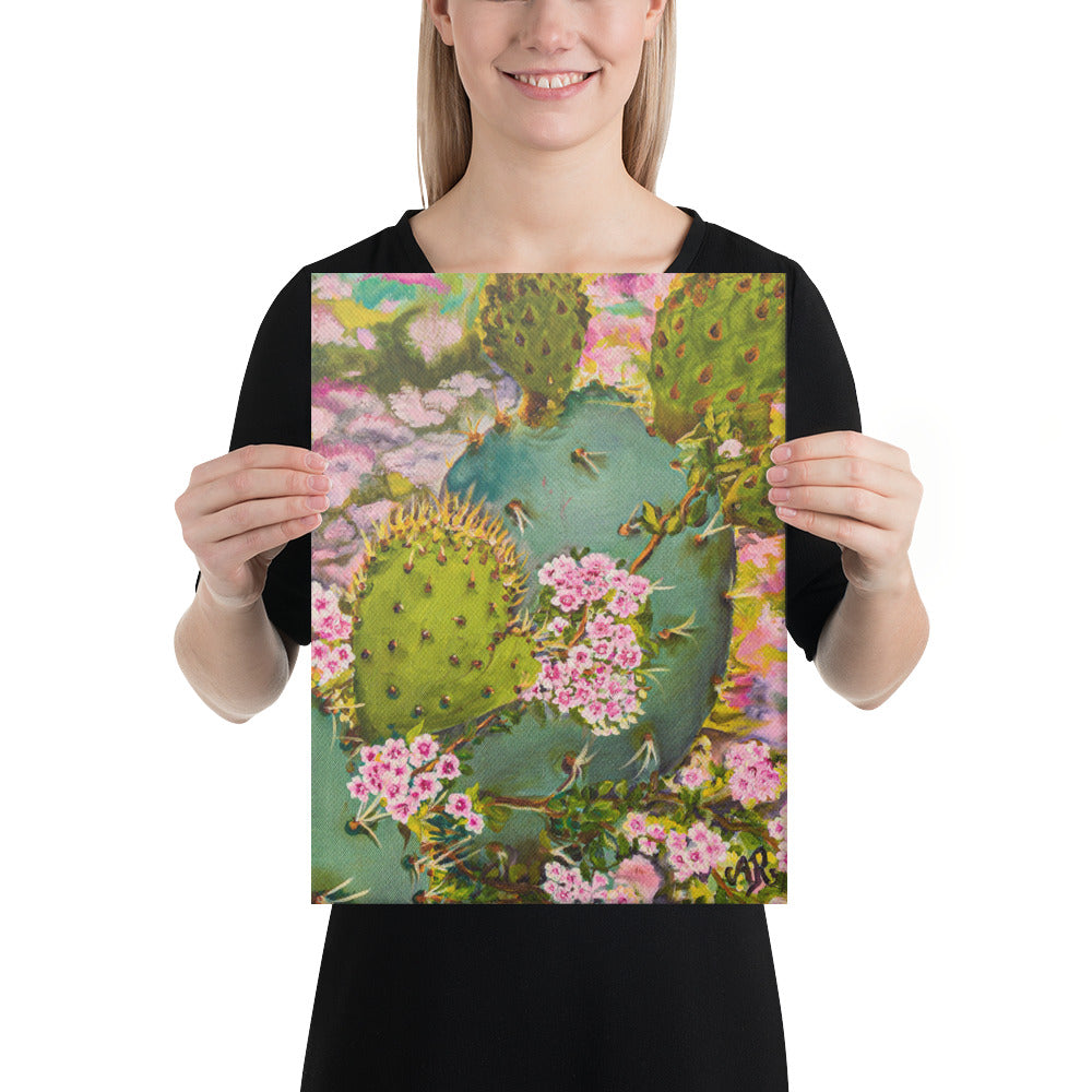 The Pink Floweret Rug | Wrapped Canvas Print