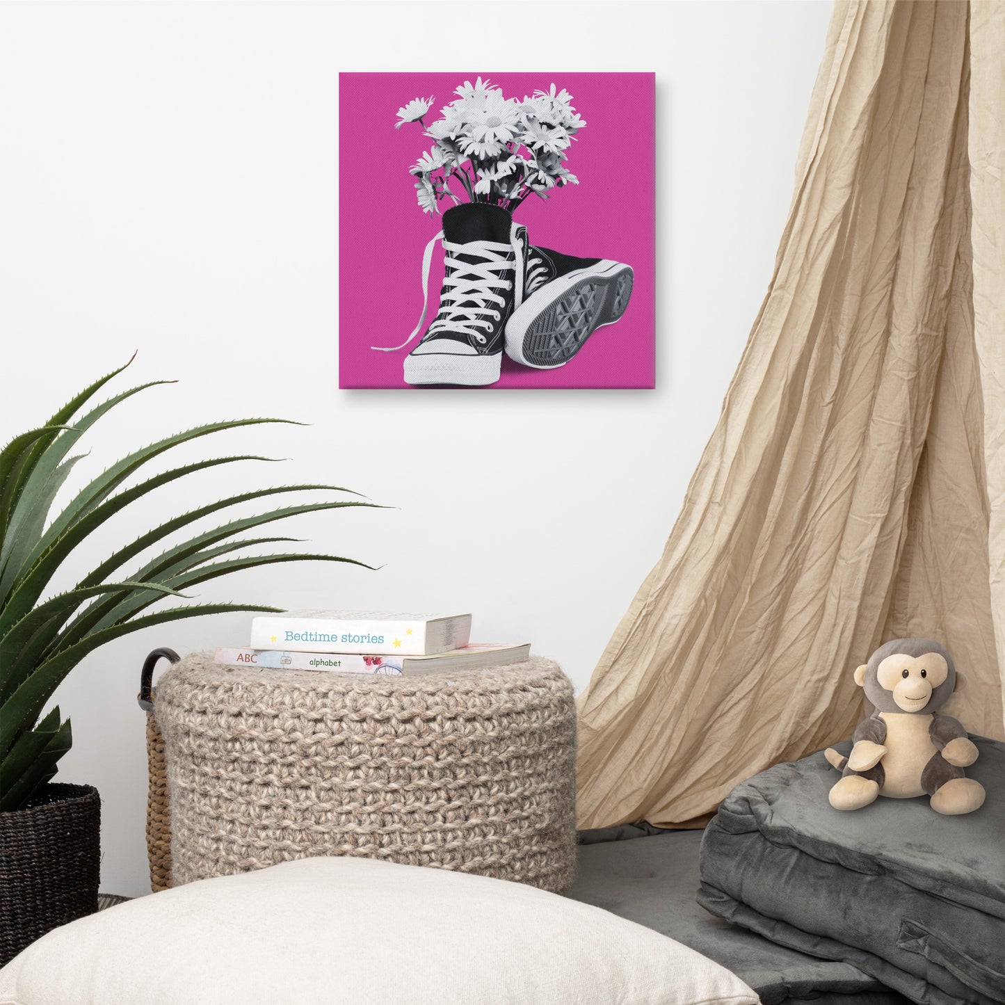 A Converse-ation by Enrique Aldana  - Pink | Wrapped Canvas