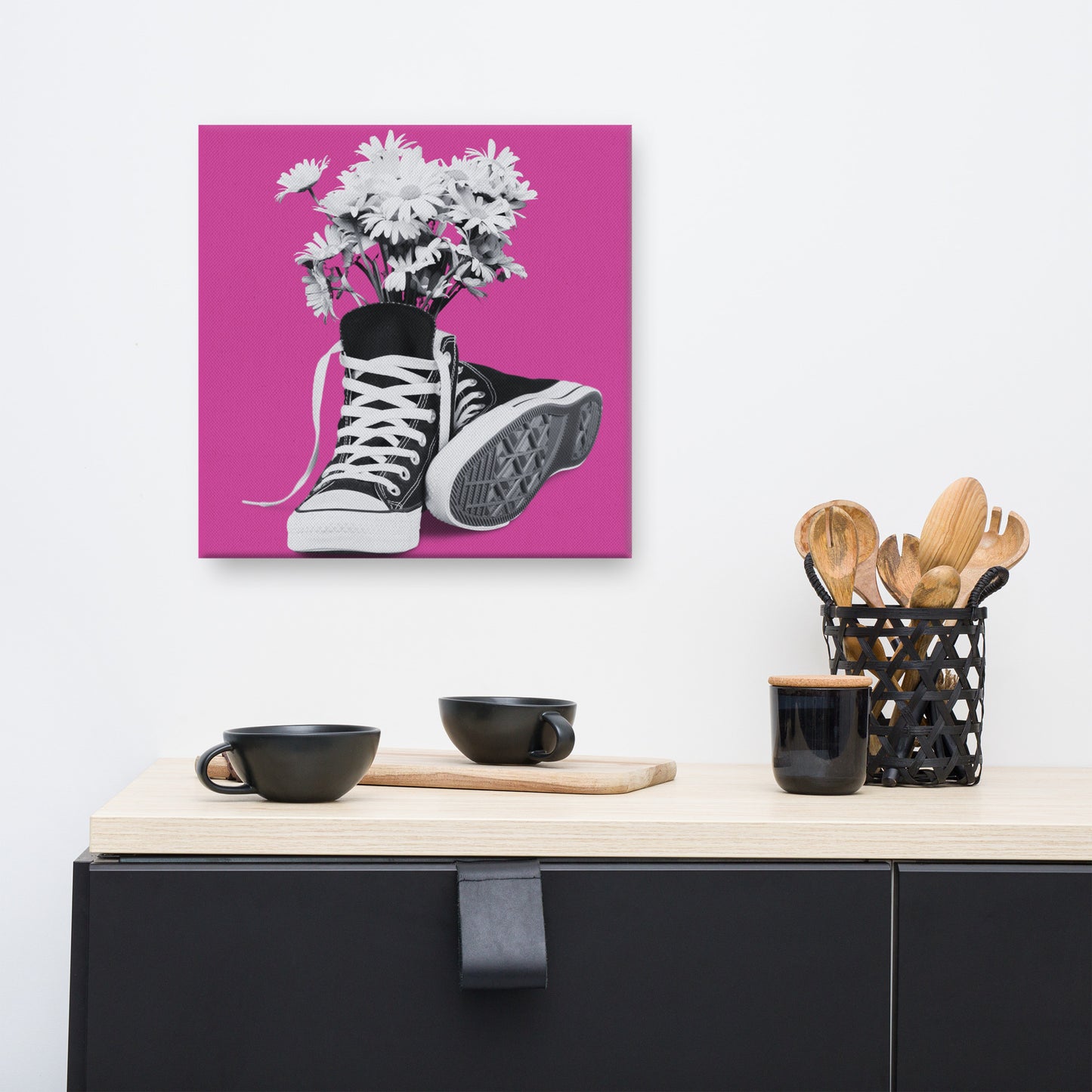 A Converse-ation by Enrique Aldana  - Pink | Wrapped Canvas