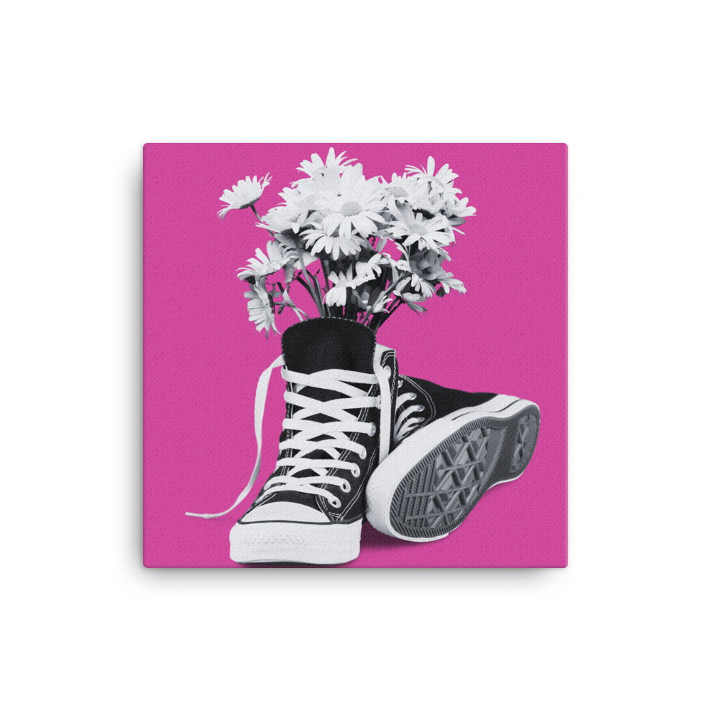 A Converse-ation by Enrique Aldana  - Pink | Wrapped Canvas