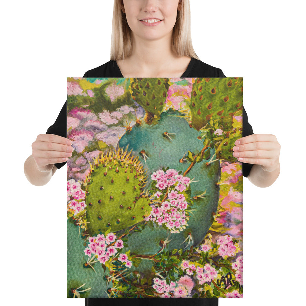 The Pink Floweret Rug | Wrapped Canvas Print