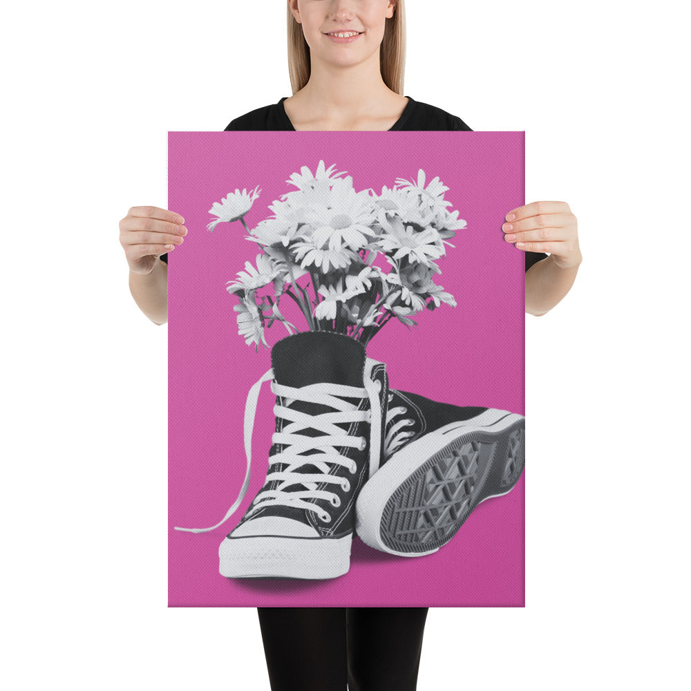 A Converse-ation by Enrique Aldana  - Pink | Wrapped Canvas