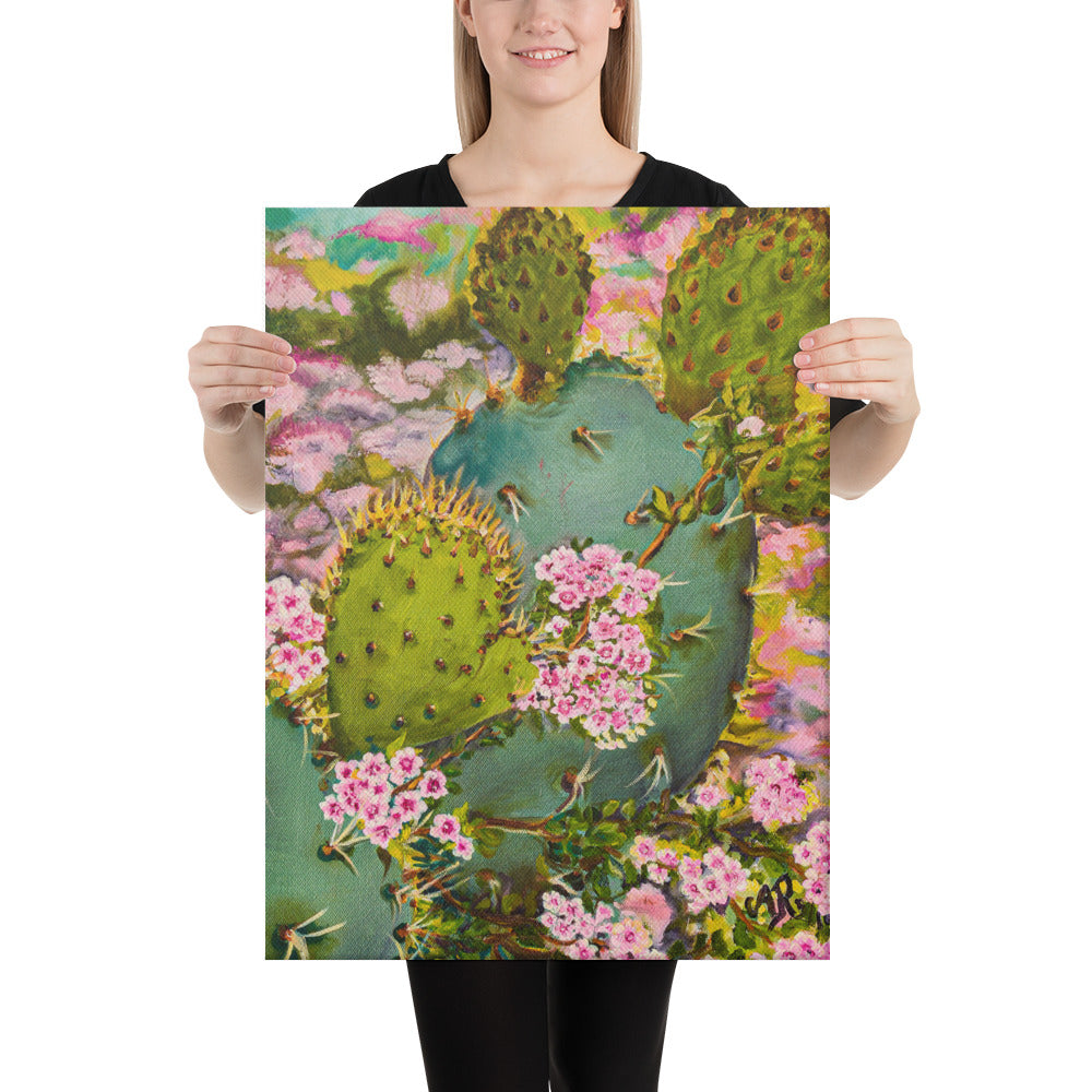 The Pink Floweret Rug | Wrapped Canvas Print