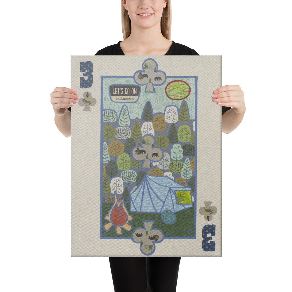 Three of Clubs by Suzanne Villella | Wrapped Canvas