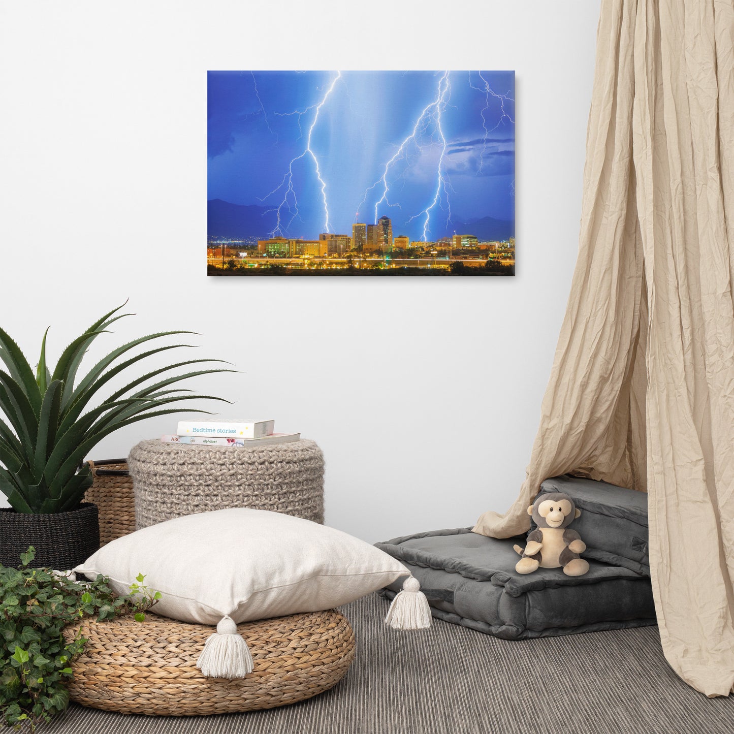 Downtown Tucson Lightning Monsoon by Sean Parker Photography | Wrapped Canvas