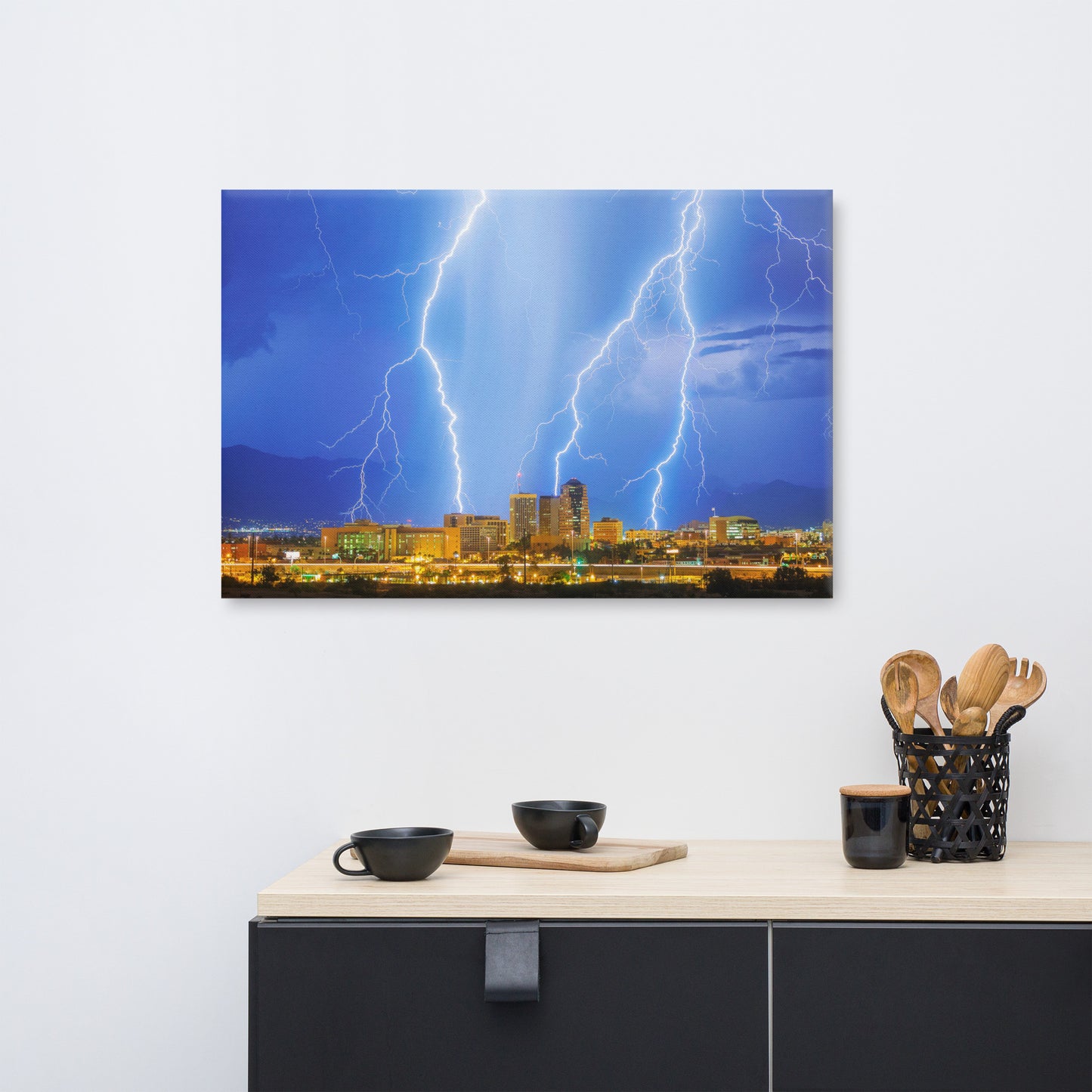 Downtown Tucson Lightning Monsoon by Sean Parker Photography | Wrapped Canvas