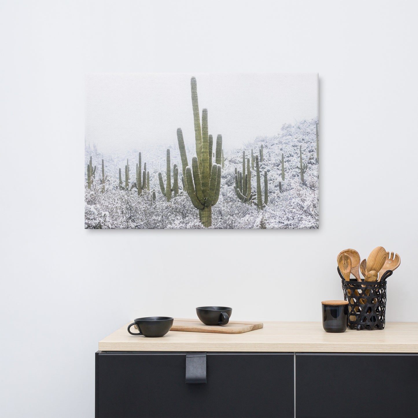 Saguaro Snowfall by Sean Parker Photography | Wrapped Canvas