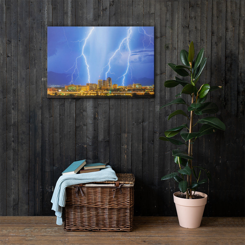 Downtown Tucson Lightning Monsoon by Sean Parker Photography | Wrapped Canvas