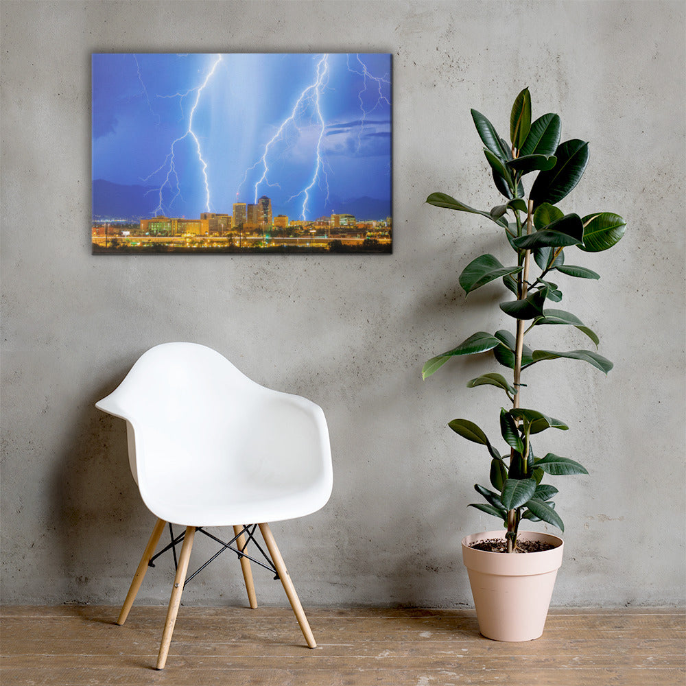 Downtown Tucson Lightning Monsoon by Sean Parker Photography | Wrapped Canvas