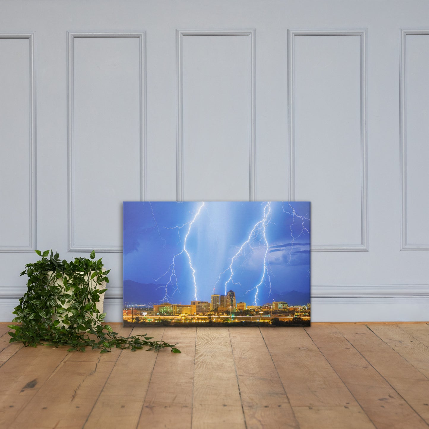 Downtown Tucson Lightning Monsoon by Sean Parker Photography | Wrapped Canvas