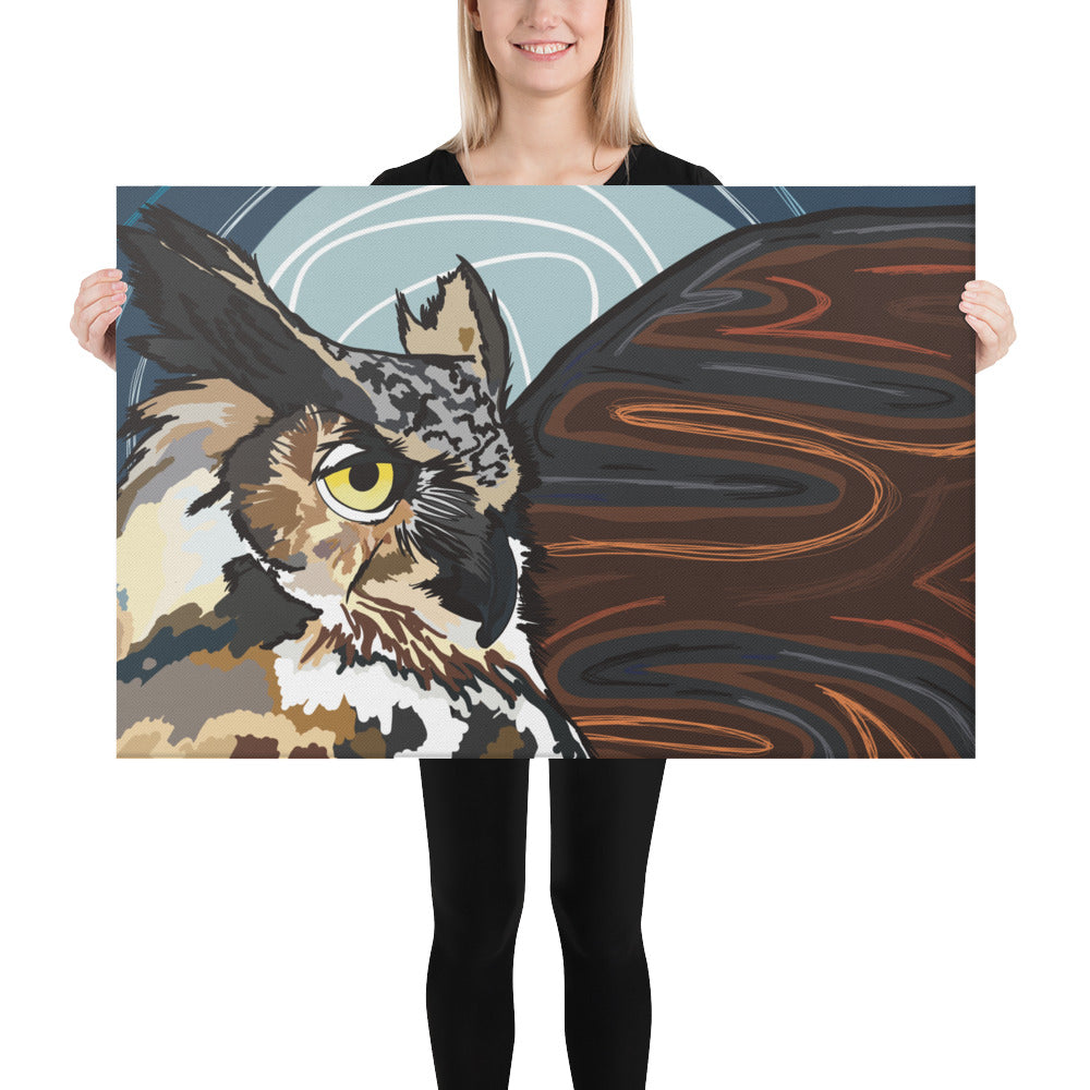 Great Horned Owl by Darby Hunter | Wrapped Canvas