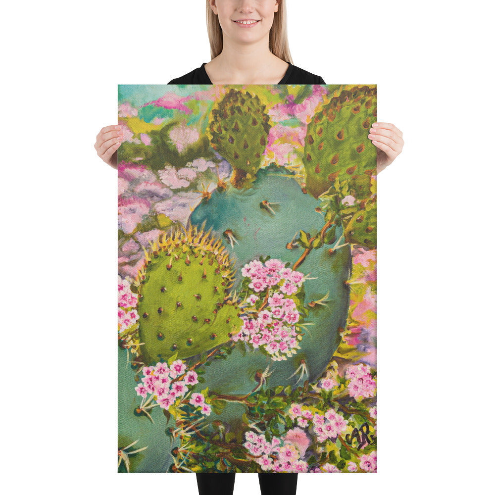 The Pink Floweret Rug | Wrapped Canvas Print