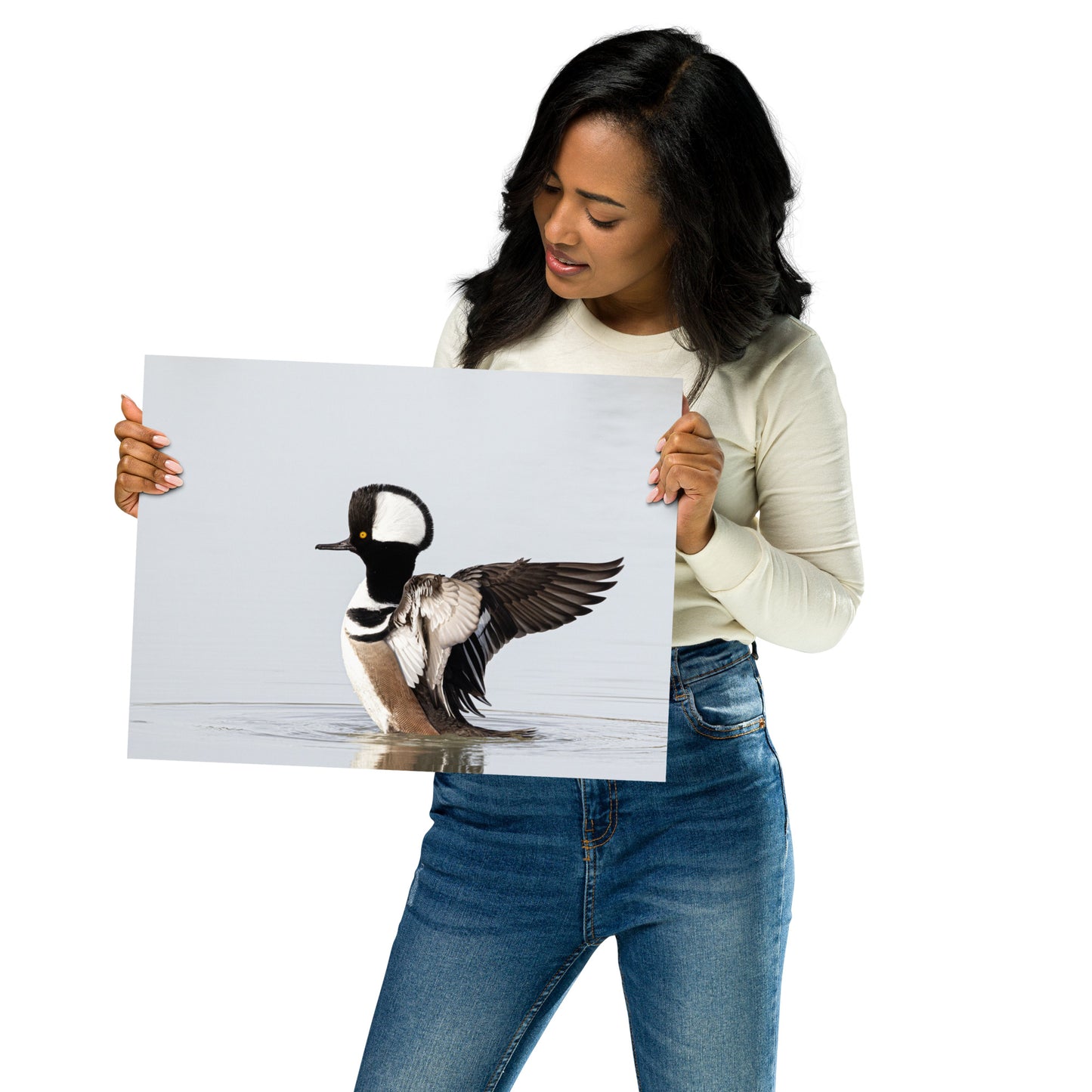 Hooded Merganser by Leslie Leathers Photography | Poster