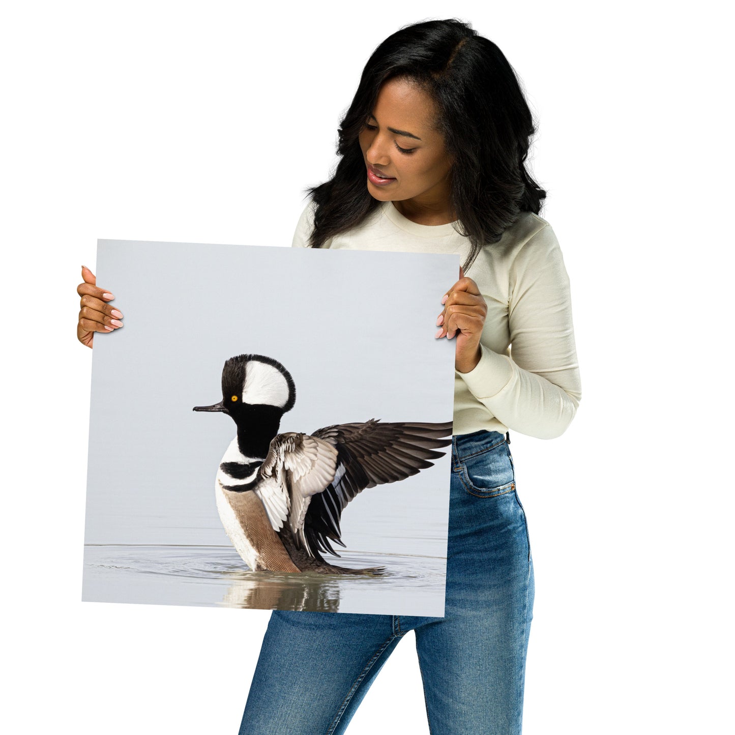 Hooded Merganser by Leslie Leathers Photography | Poster