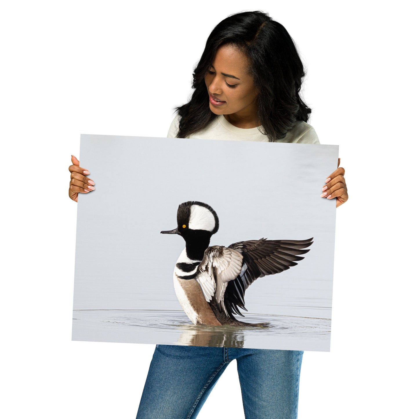 Hooded Merganser by Leslie Leathers Photography | Poster