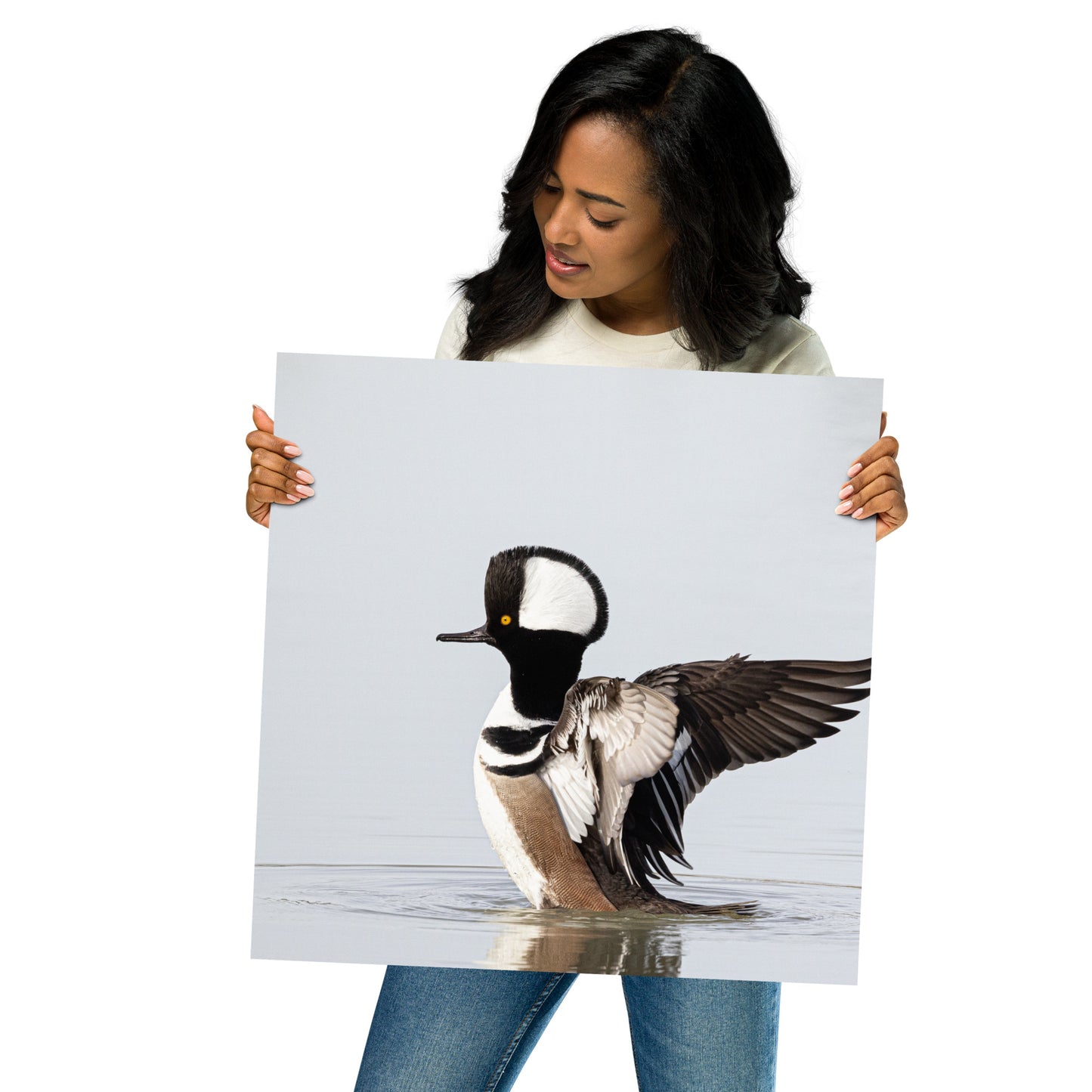 Hooded Merganser by Leslie Leathers Photography | Poster