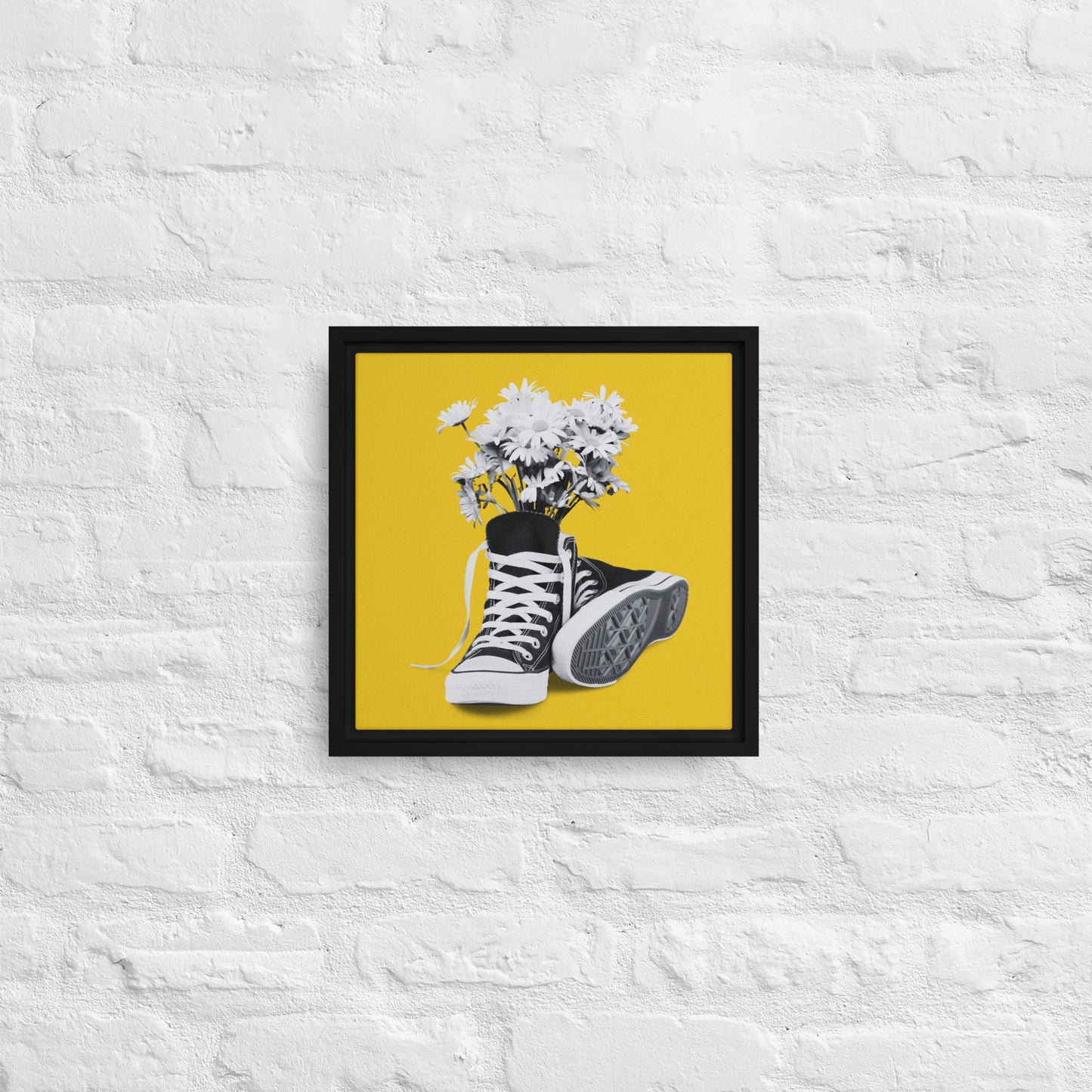 A Converse-ation by Enrique Aldana - Yellow | Framed canvas