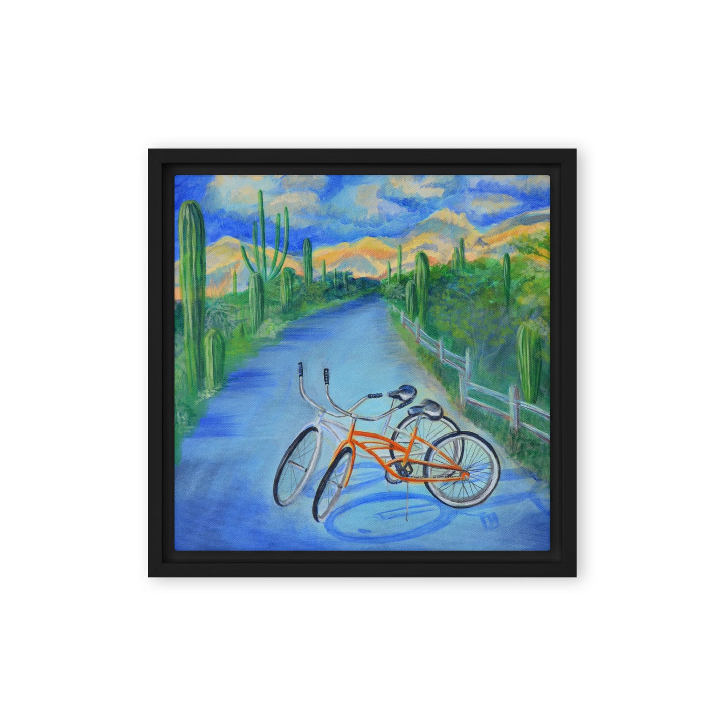 Bikes by Julie Bonner | Framed canvas