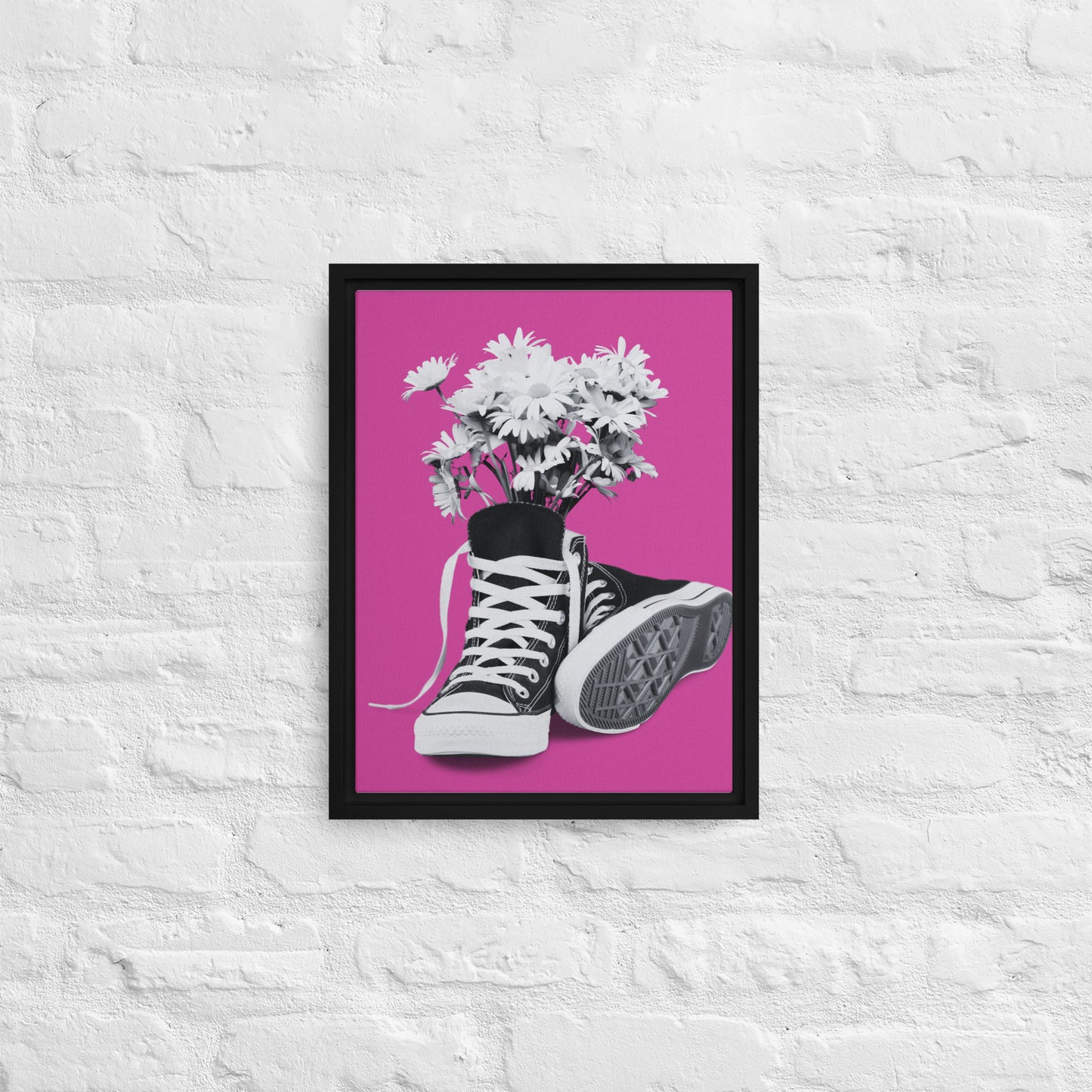 A Converse-ation by Enrique Aldana - Pink | Framed Canvas