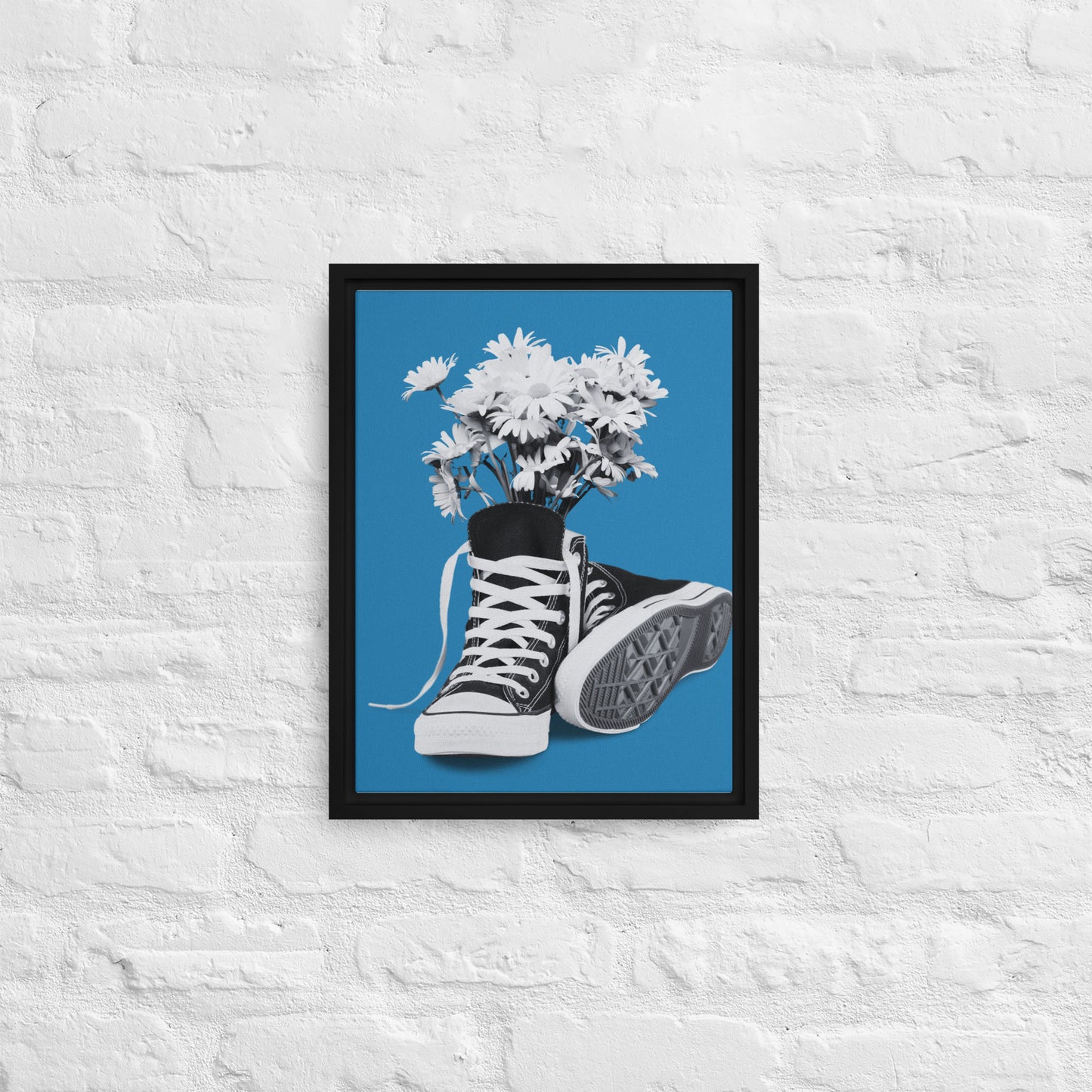 A Converse-ation by Enrique Aldana - Blue | Framed canvas