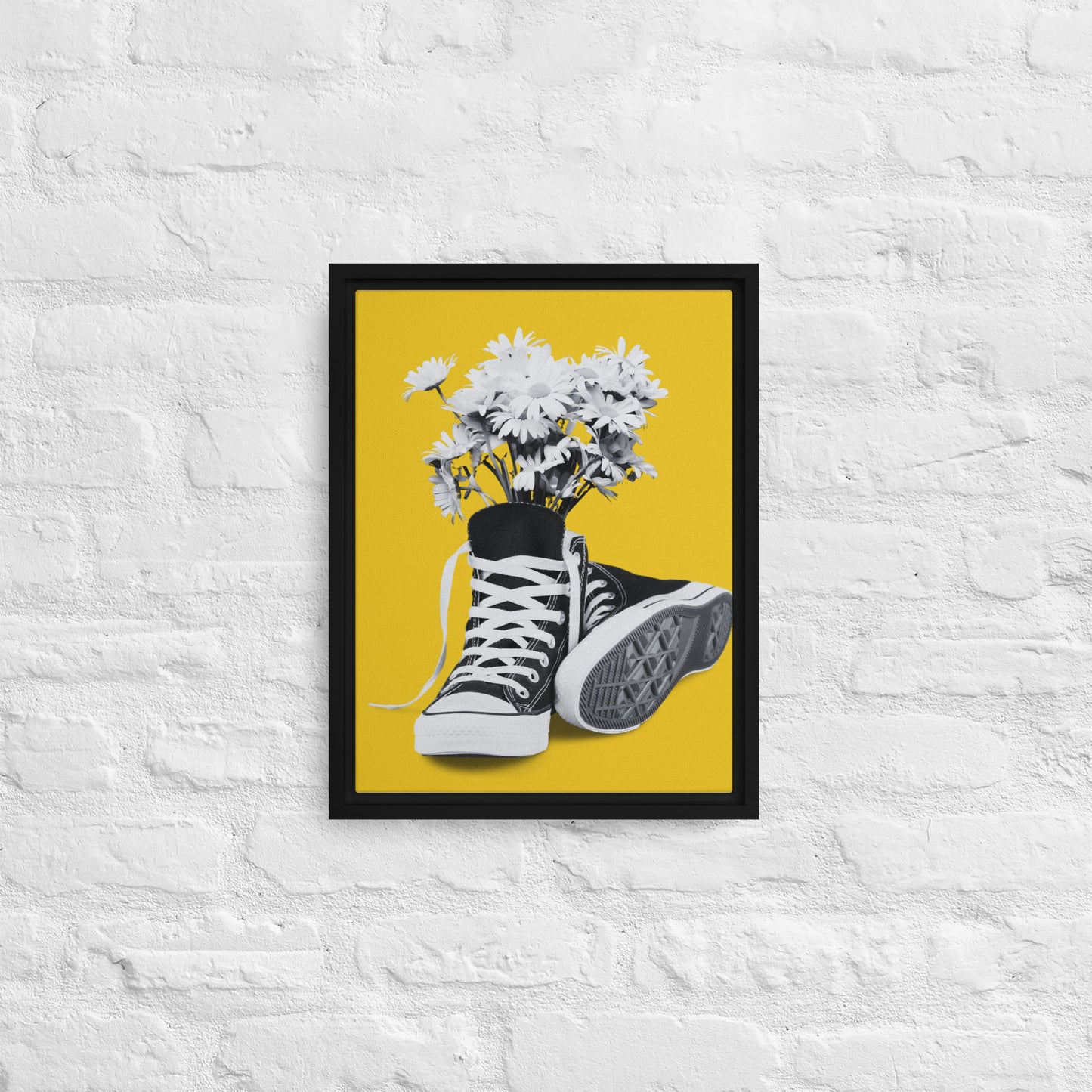 A Converse-ation by Enrique Aldana - Yellow | Framed canvas