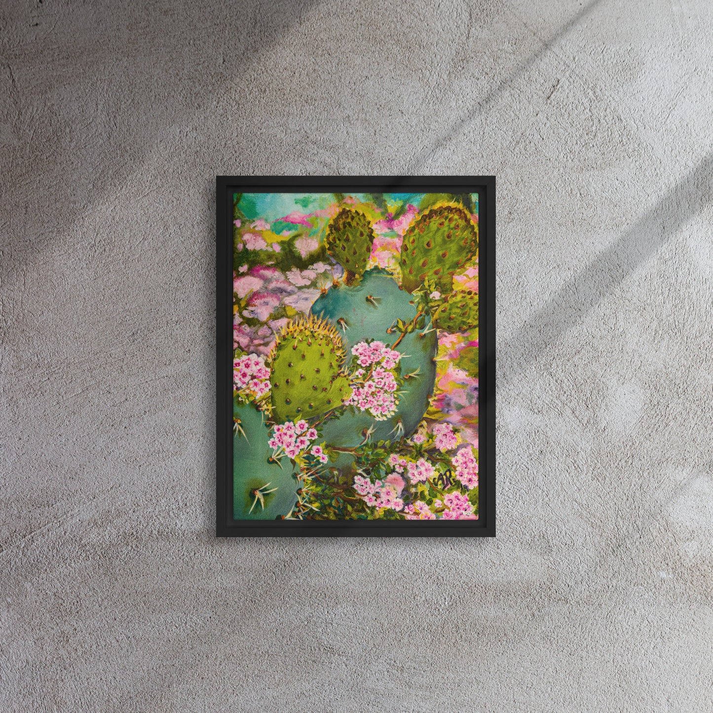 The Pink Floweret Rug | Framed Canvas Print