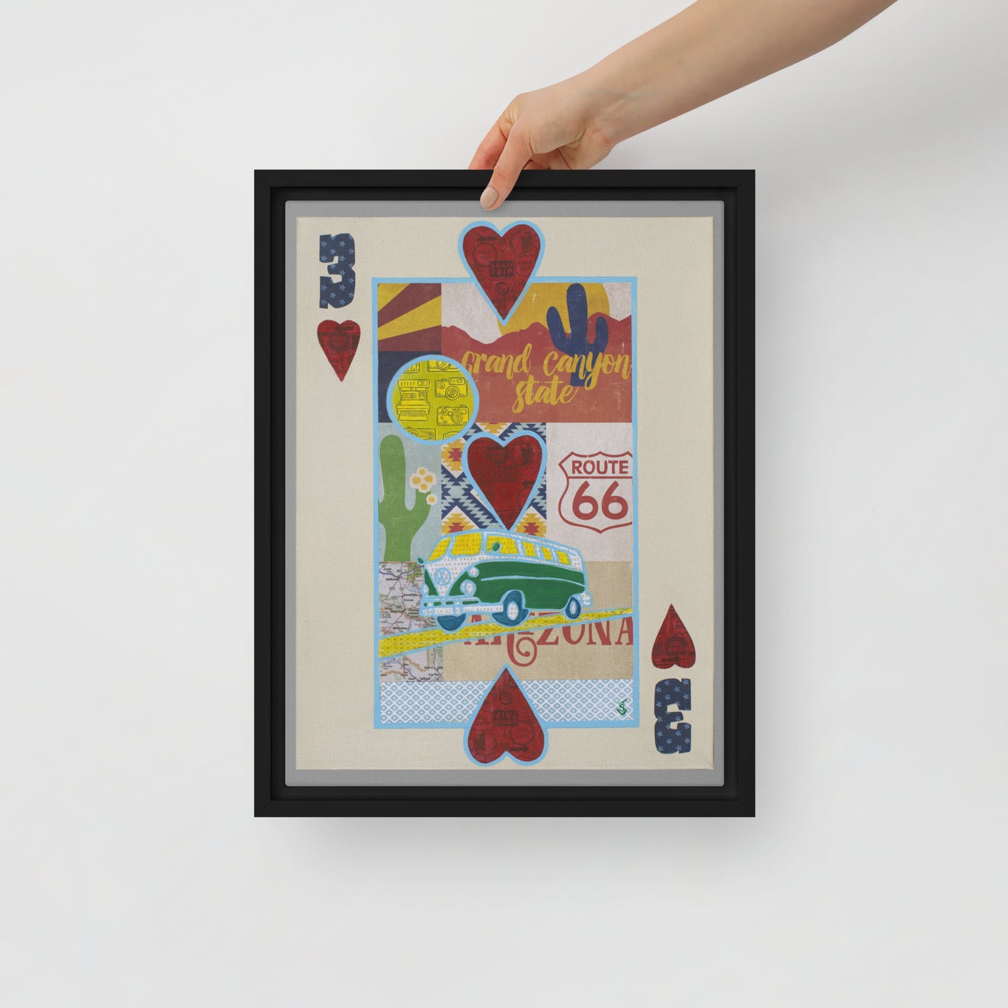 Three of Hearts by Suzanne Villella | Framed canvas