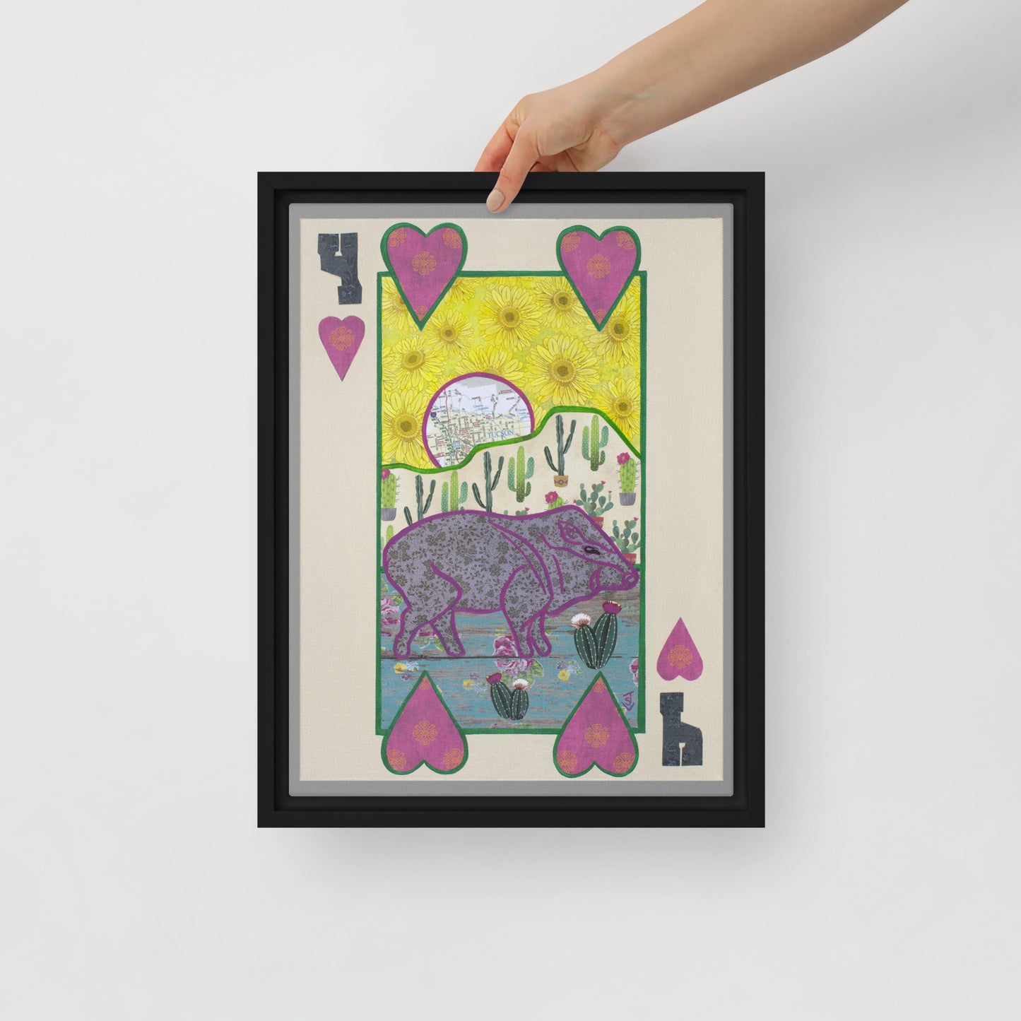 Four of Hearts by Suzanne Villella | Framed canvas