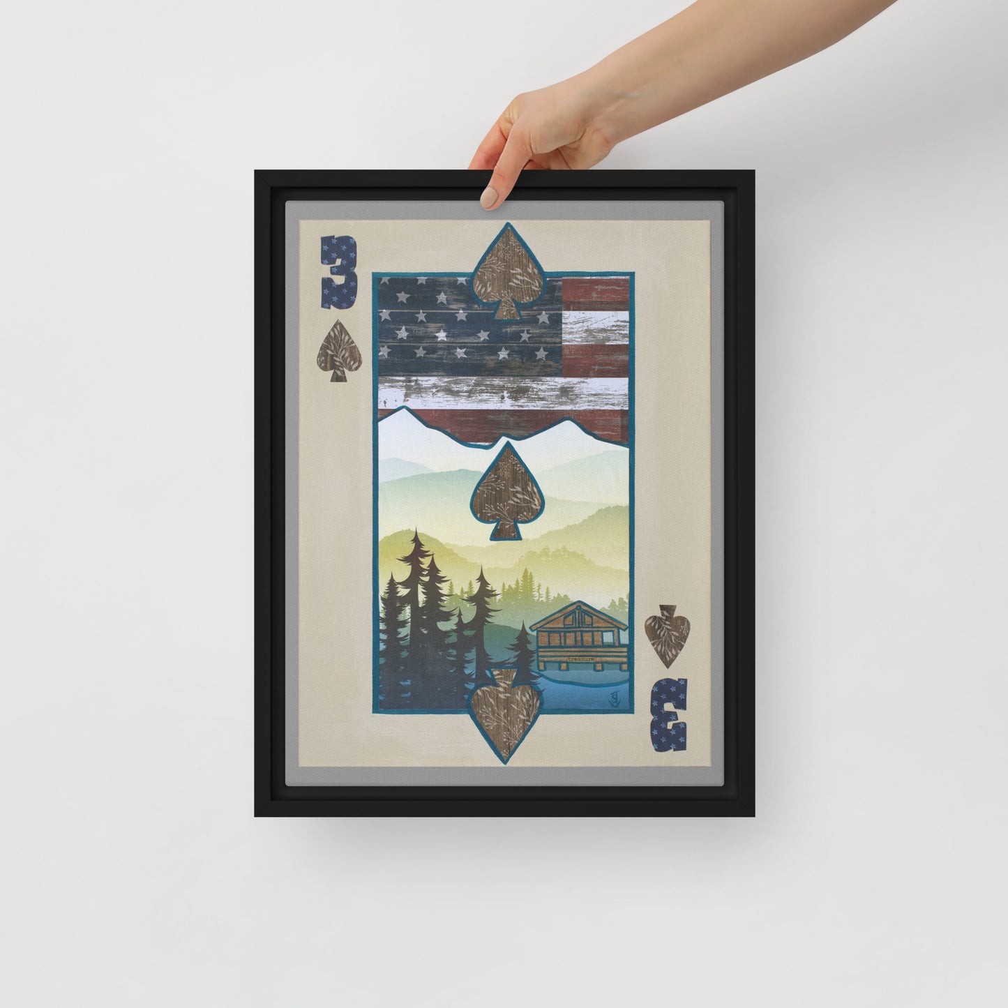 Three of Spades by Suzanne Villella | Framed canvas