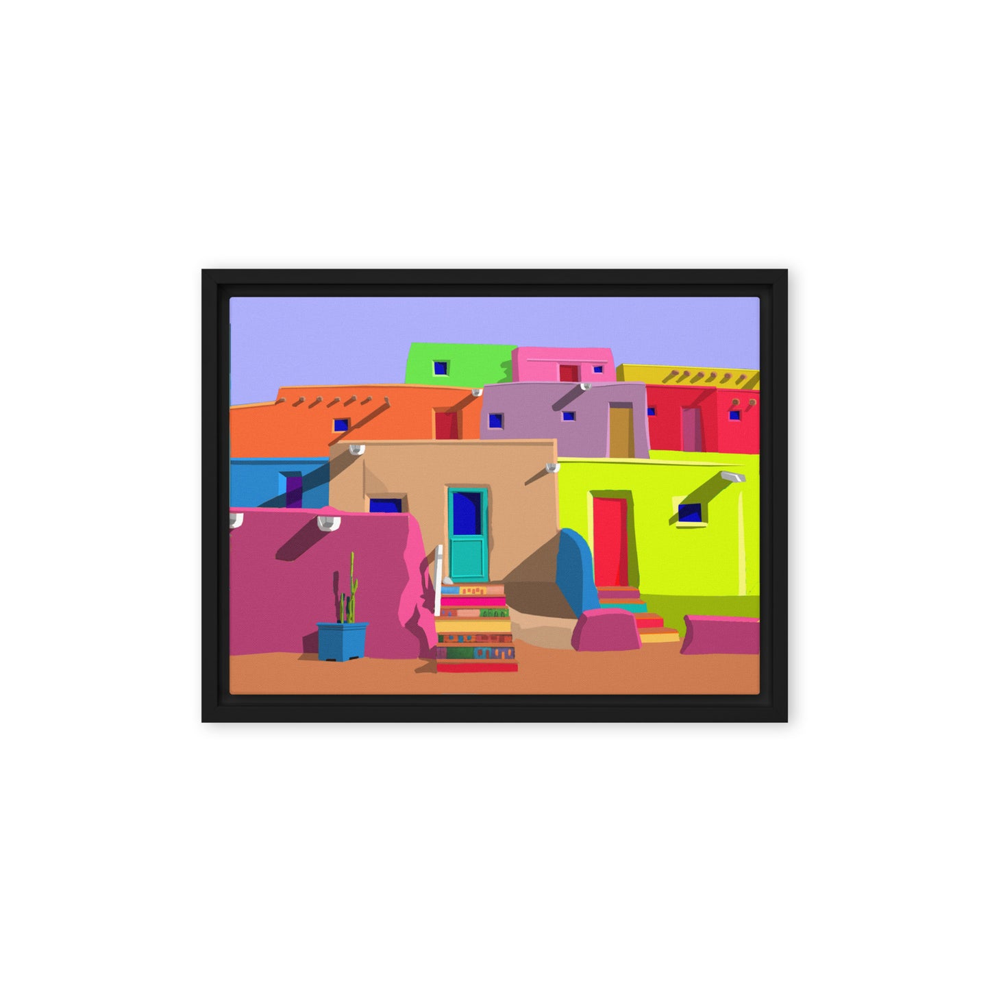 Pueblos Houses by Mike Berren | Framed canvas