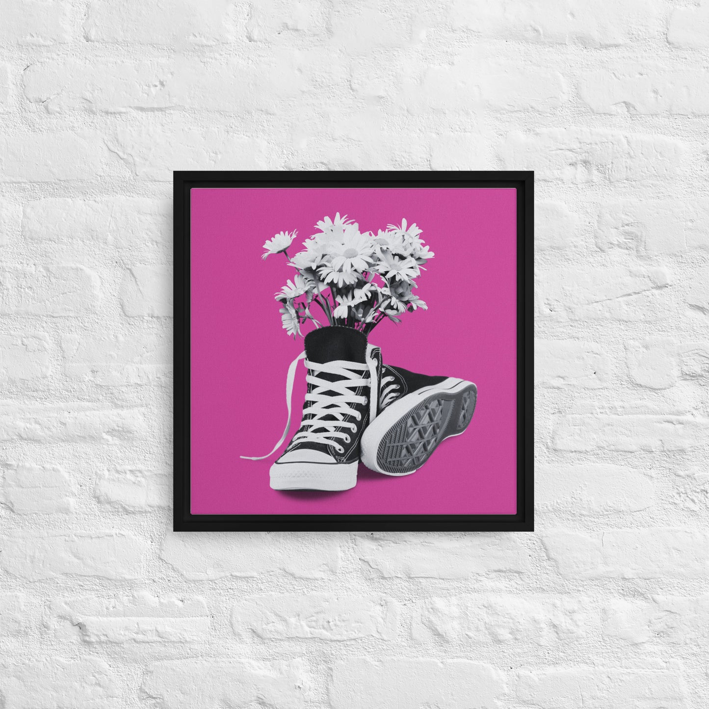 A Converse-ation by Enrique Aldana - Pink | Framed Canvas