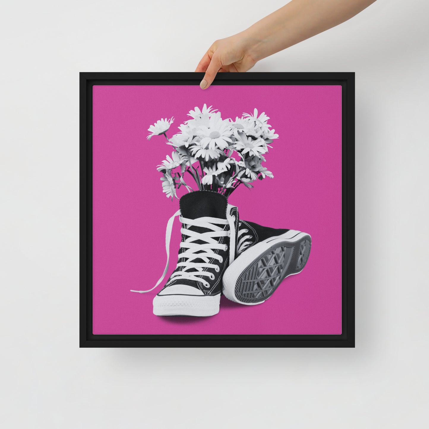 A Converse-ation by Enrique Aldana - Pink | Framed Canvas