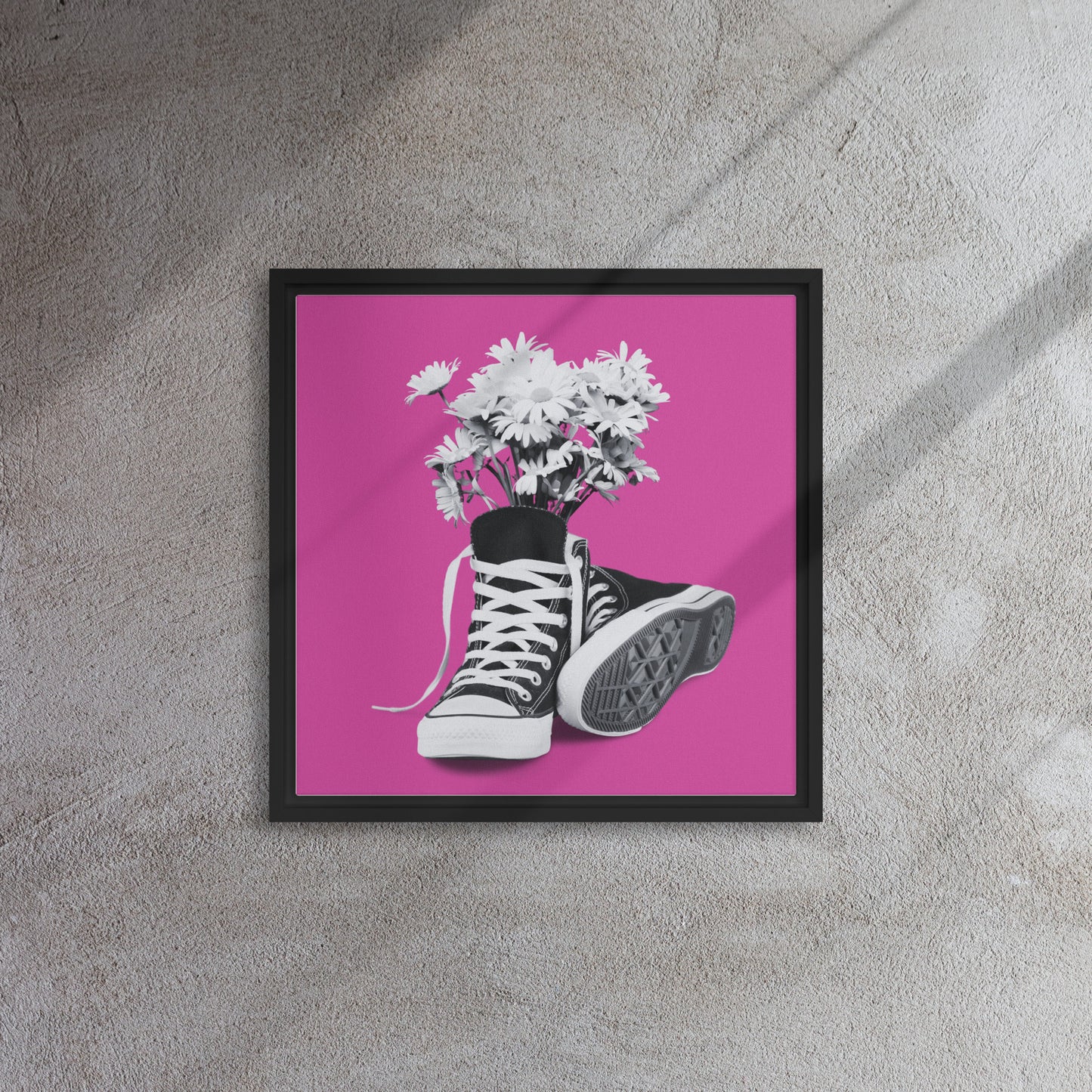 A Converse-ation by Enrique Aldana - Pink | Framed Canvas