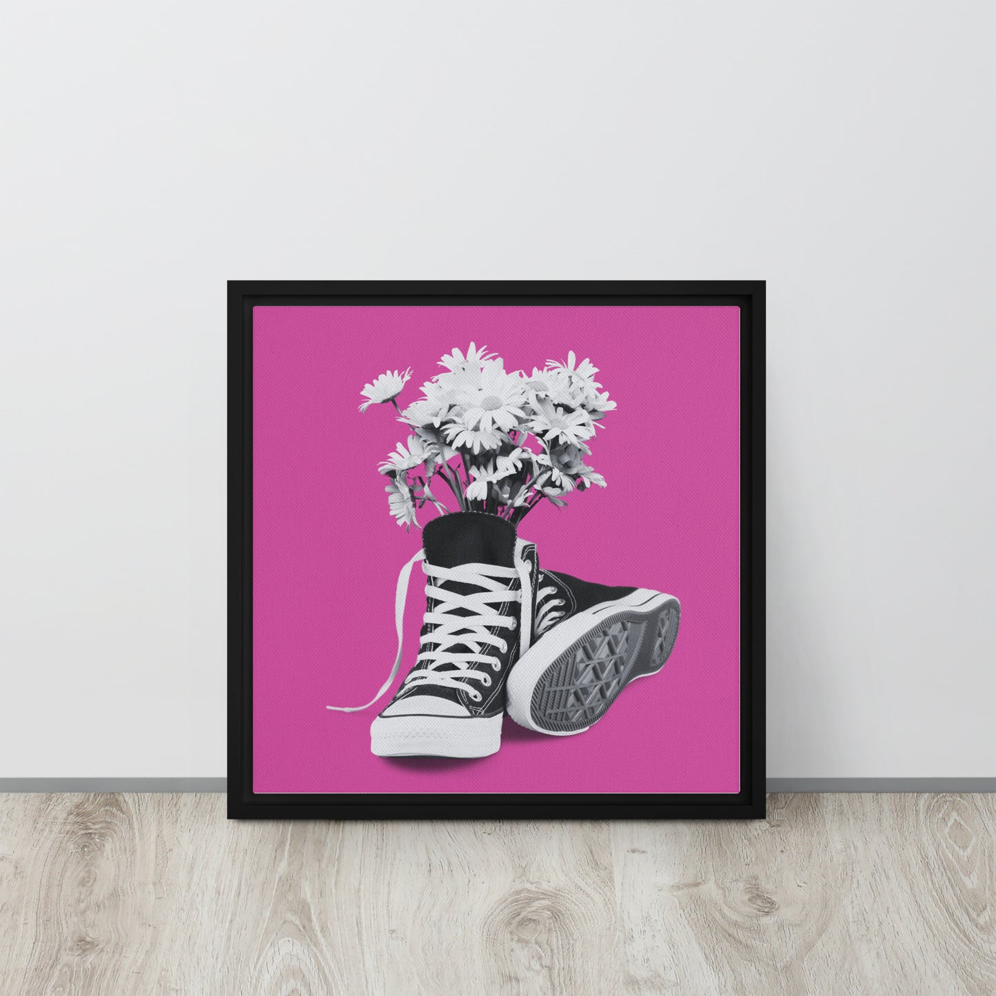 A Converse-ation by Enrique Aldana - Pink | Framed Canvas