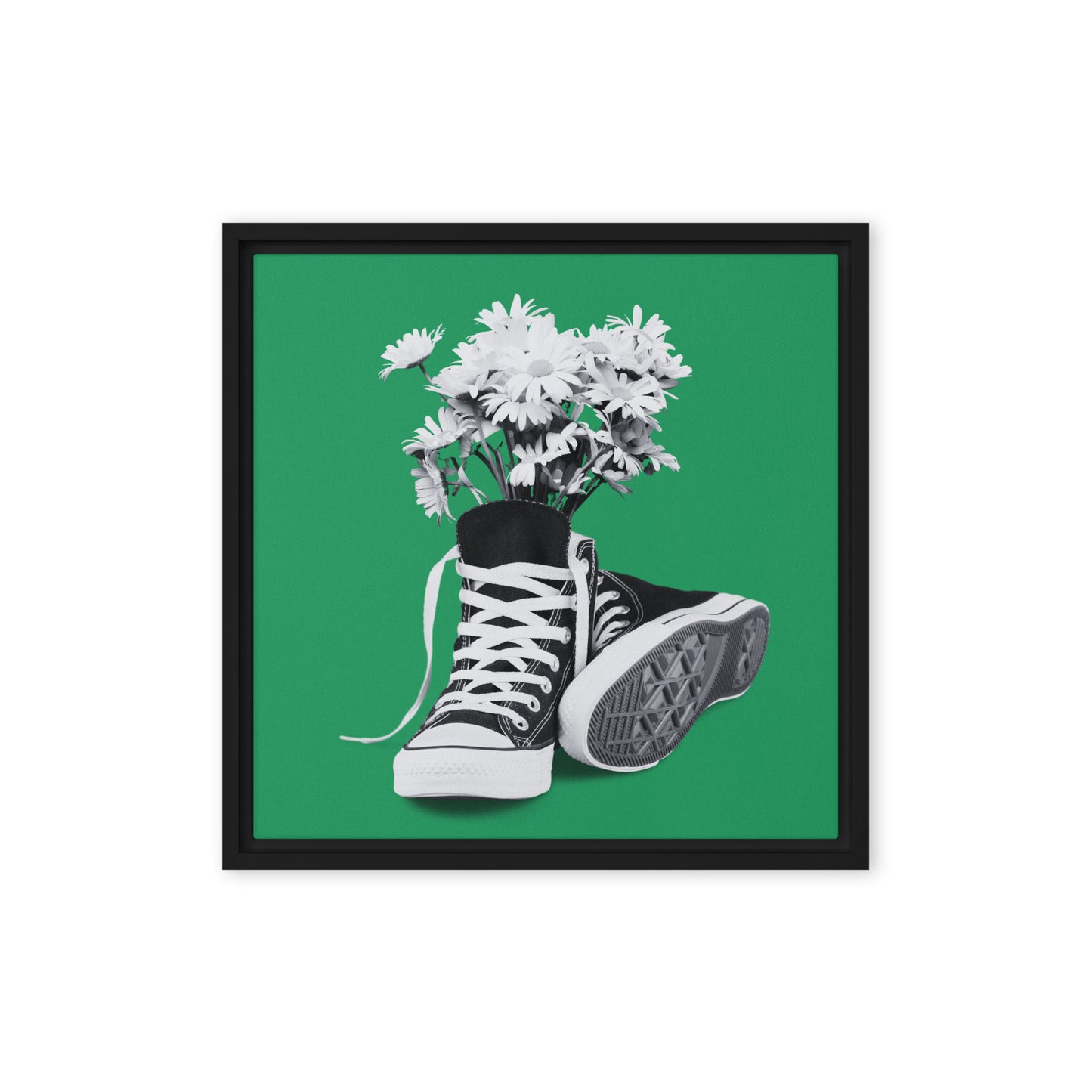 A Converse-ation by Enrique Aldana - Green | Framed canvas