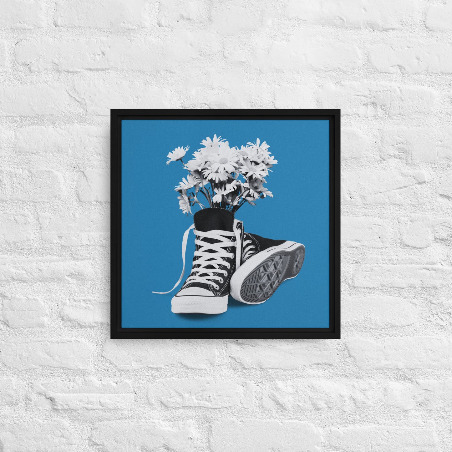 A Converse-ation by Enrique Aldana - Blue | Framed canvas