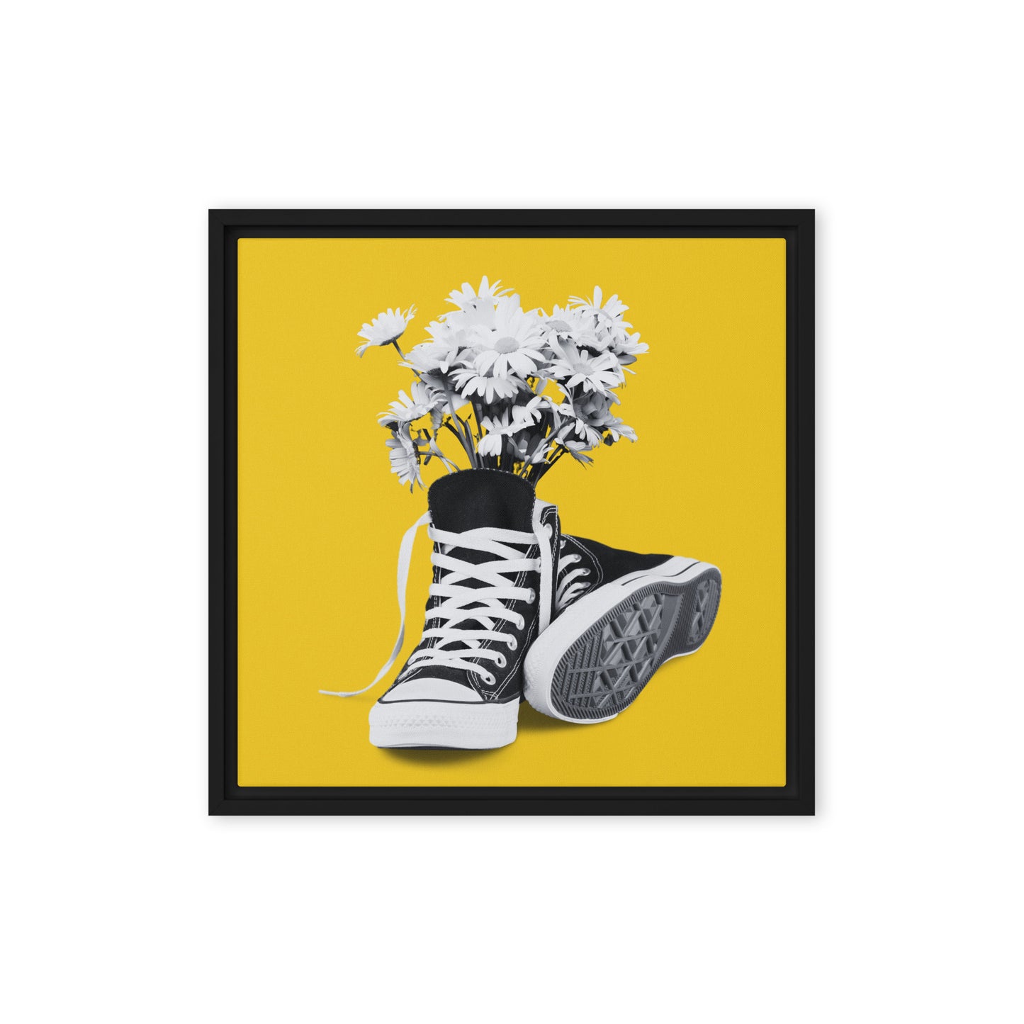 A Converse-ation by Enrique Aldana - Yellow | Framed canvas